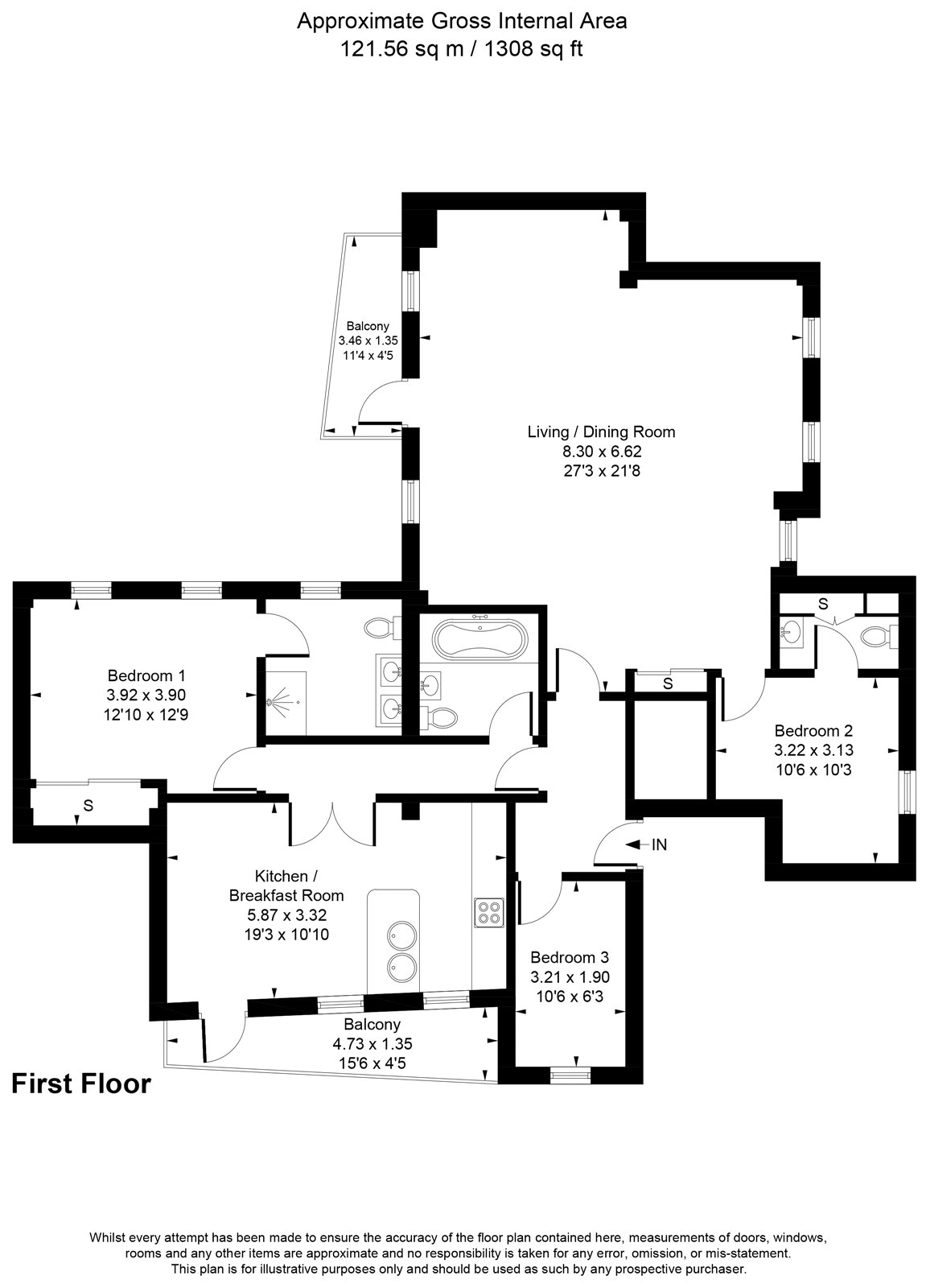 3 Heron Court, 3-5, High Street, Hampton floorplan