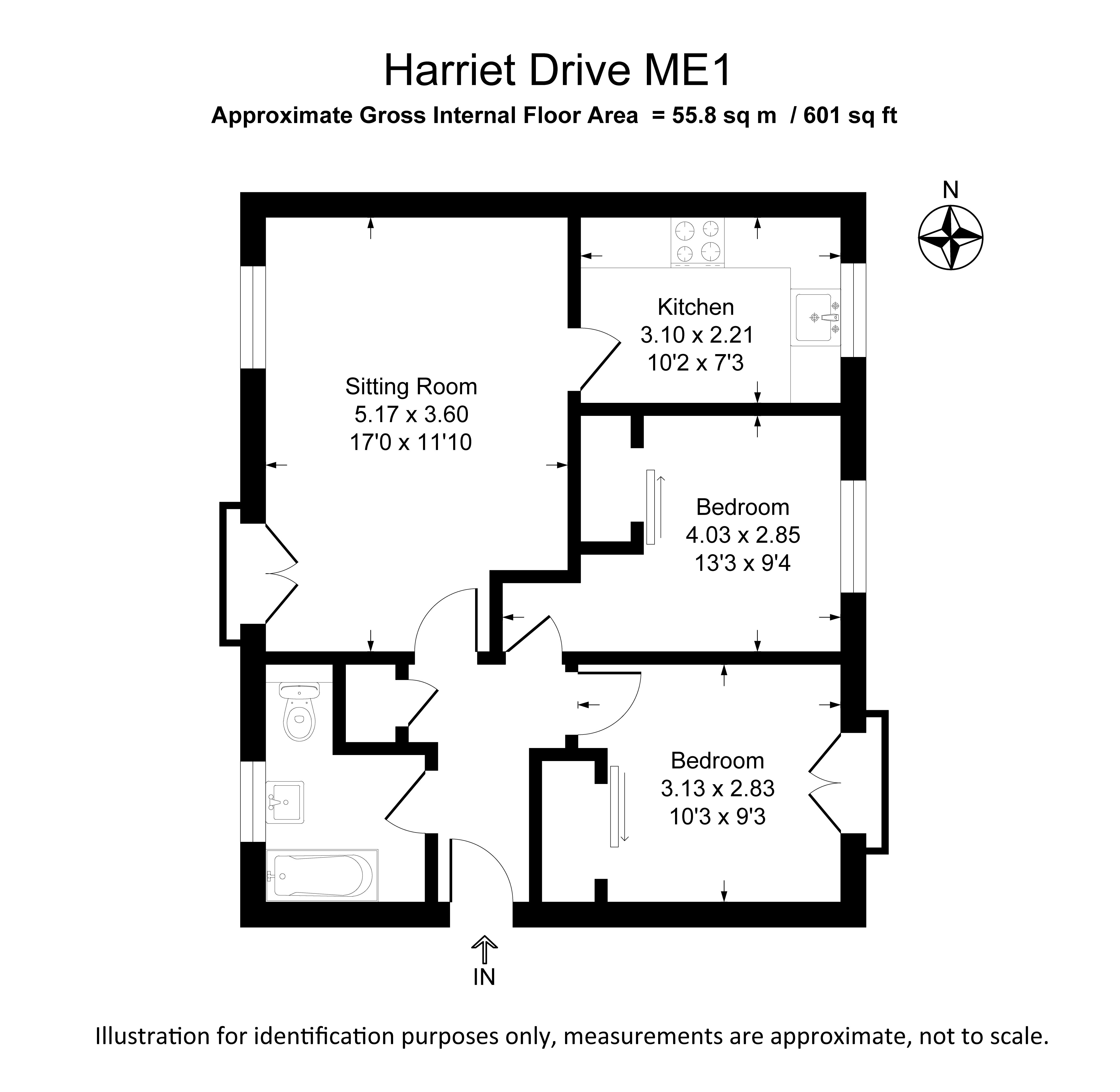 Harriet Drive, Borstal, Rochester ME1, 2 bedroom flat for sale