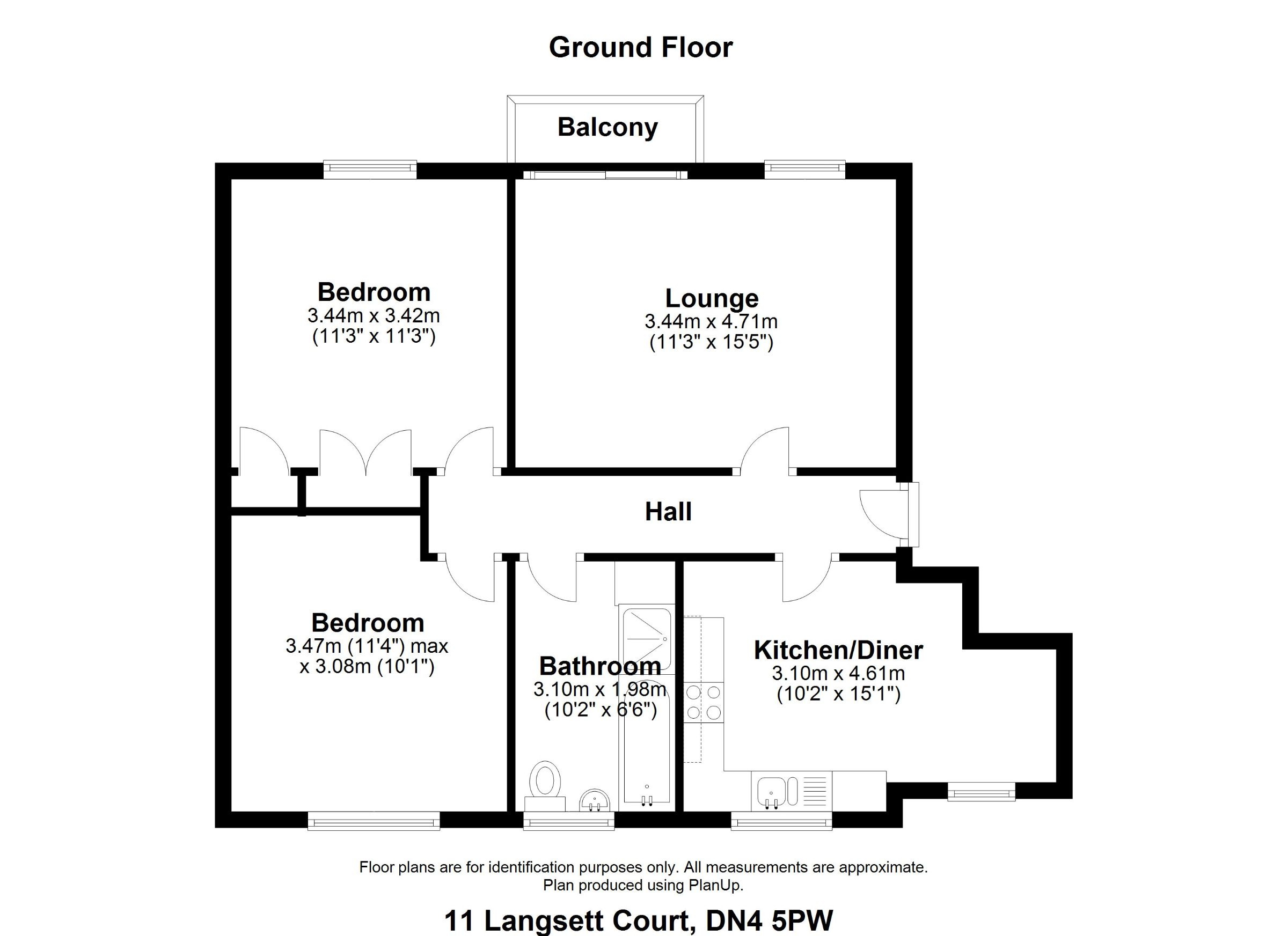 2 Bedrooms Flat to rent in Langsett Court, Doncaster DN4