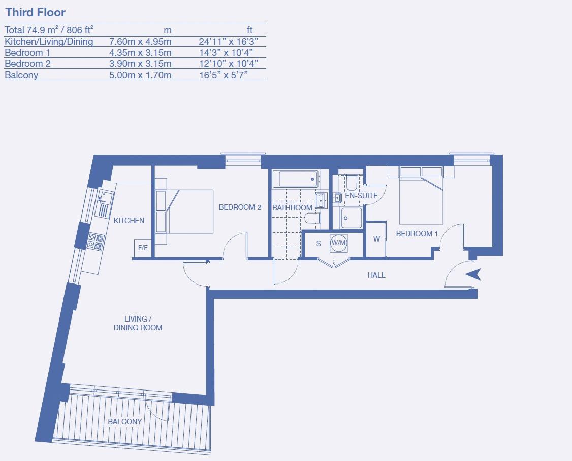 47F Lingfield Apartments, Parade Gardens, London floorplan