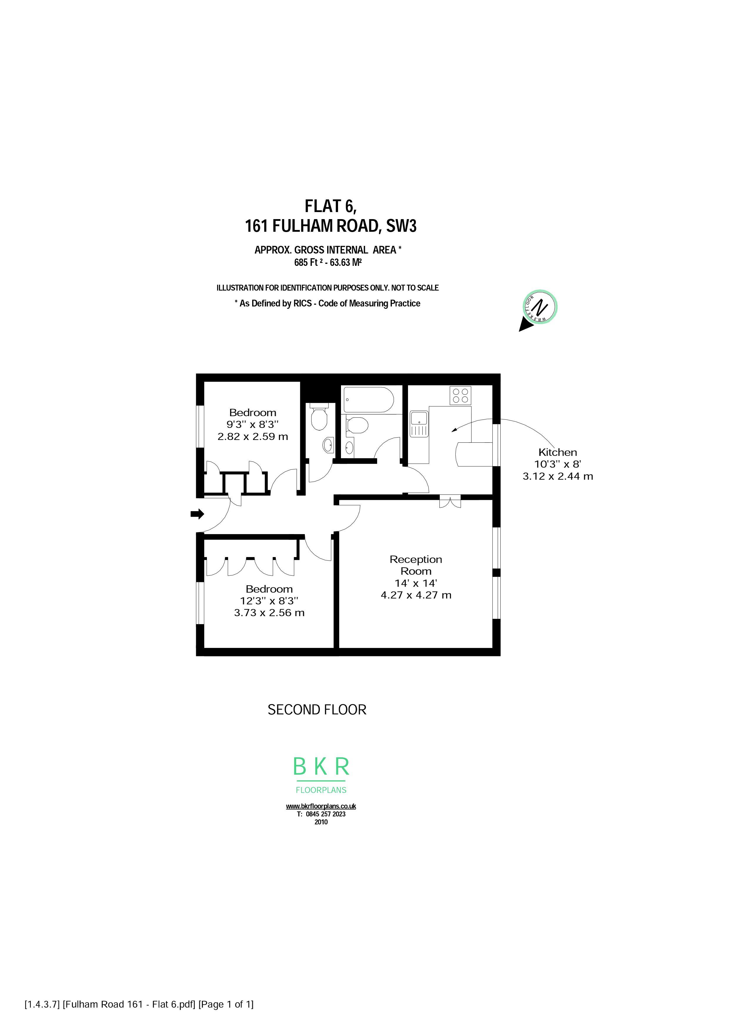 Flat 6 161, Fulham Road, London floorplan