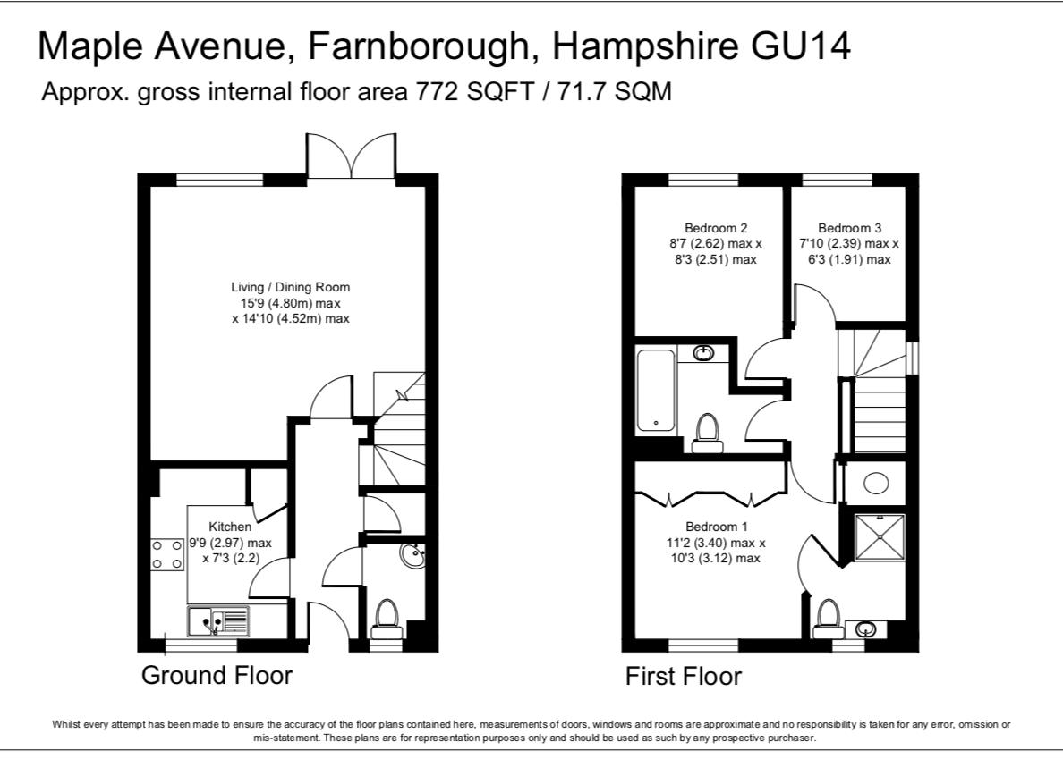 3 Bedrooms Terraced house for sale in Maple Avenue, Farnborough GU14