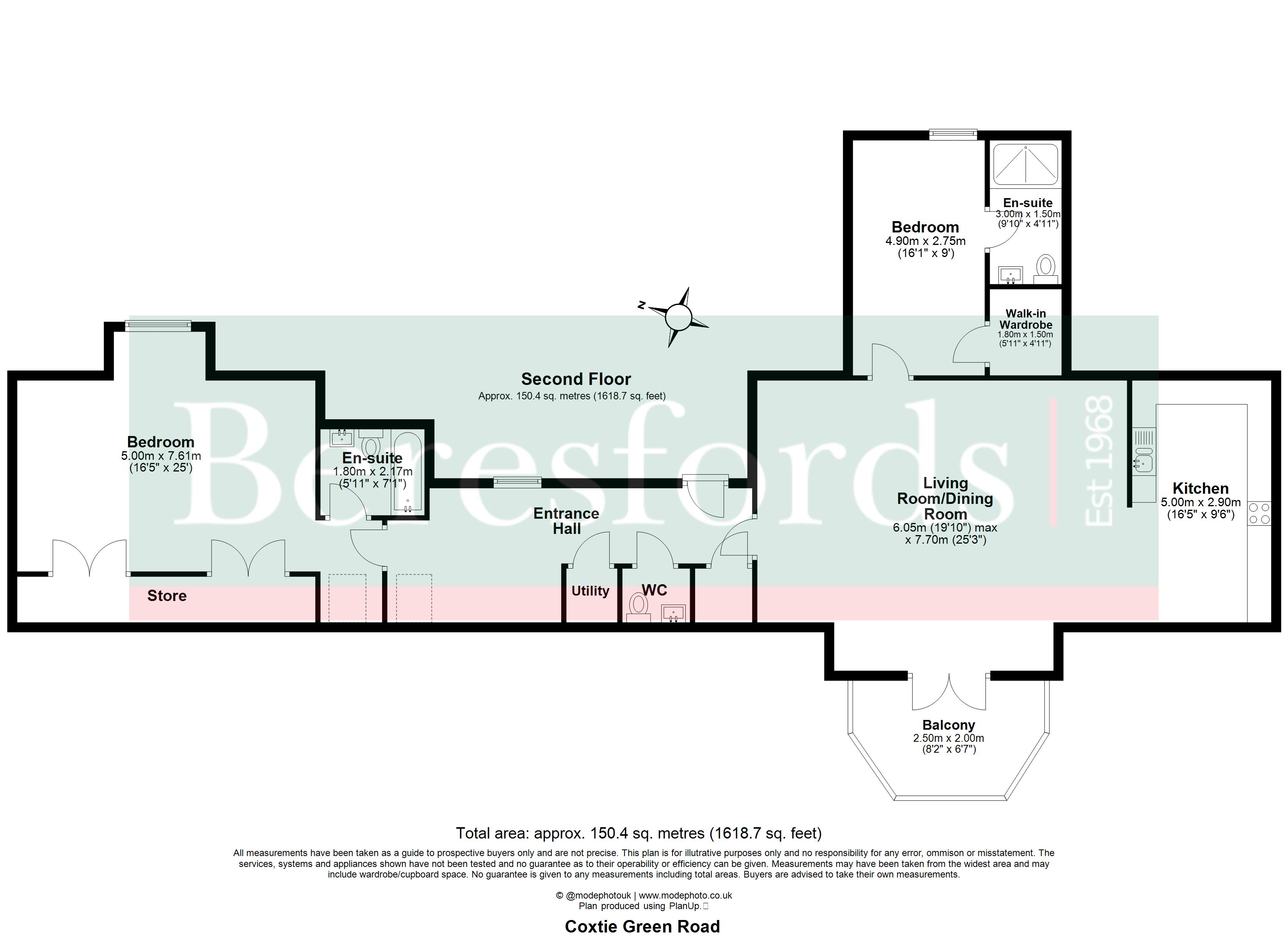 Penthouse North, Tudor Court,, The Galleries, Brentwood floorplan