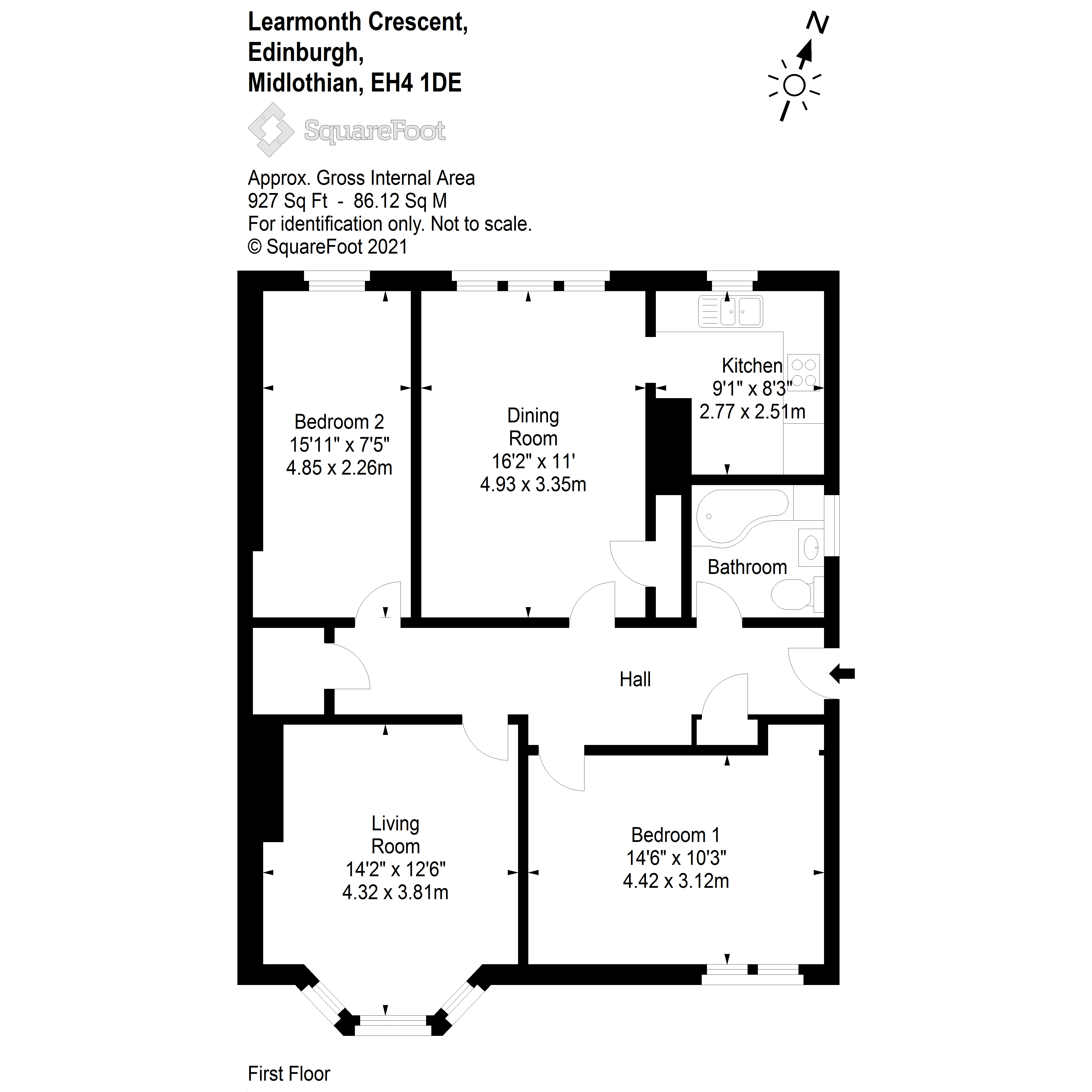 52/2 Learmonth Crescent, Comely Bank, Edinburgh EH4, 2 bedroom flat for