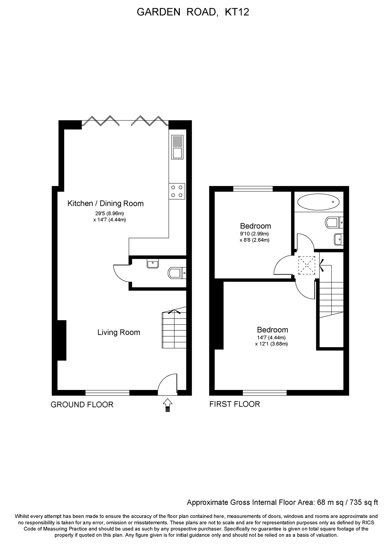 Garden Road, WaltonOnThames KT12, 2 bedroom terraced house for sale