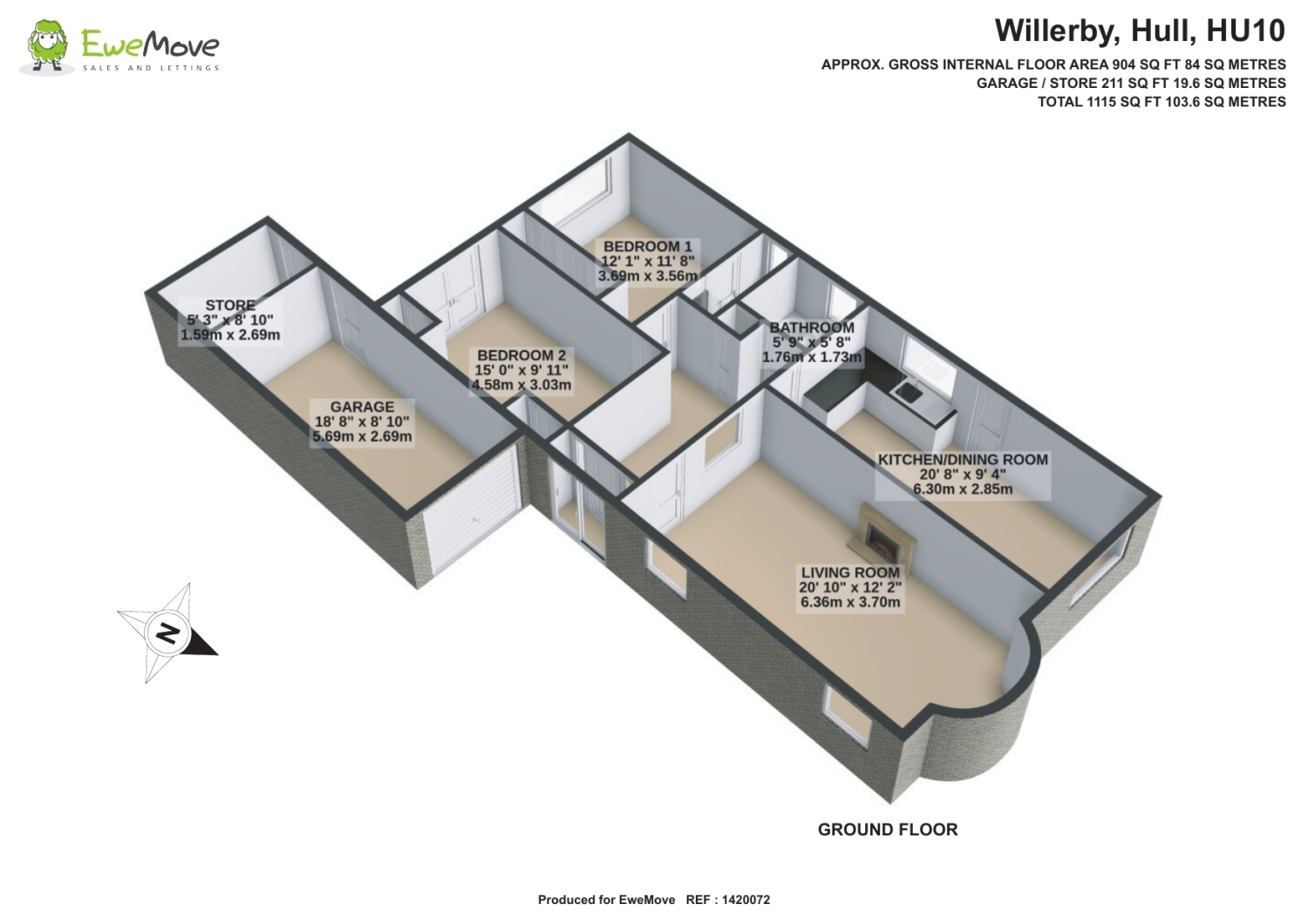 132, Well Lane, Hull floorplan