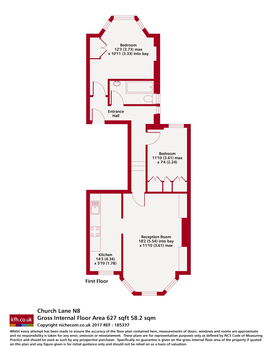 First Floor Flat, 44, Church Lane, London floorplan