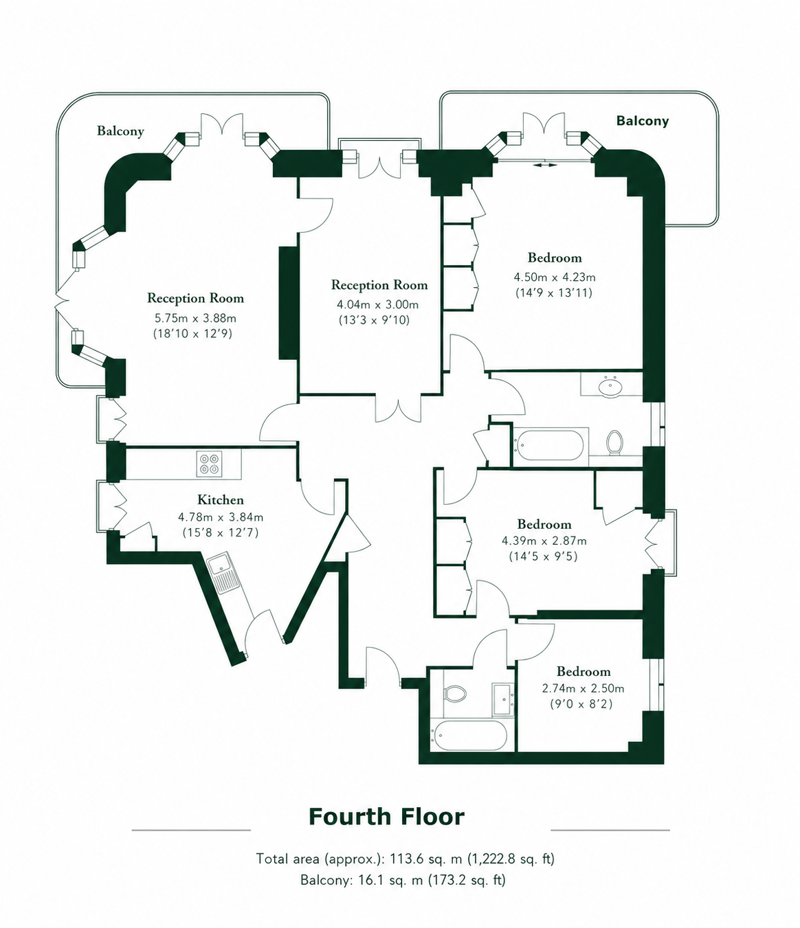 Flat 166, Dorset House, London floorplan