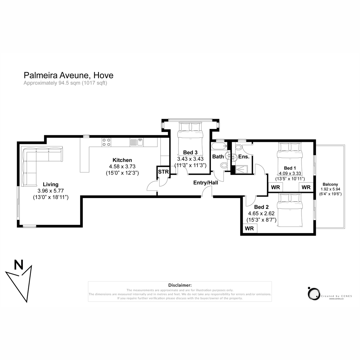 Flat 3, Innings House, 43, Palmeira Avenue, Hove floorplan