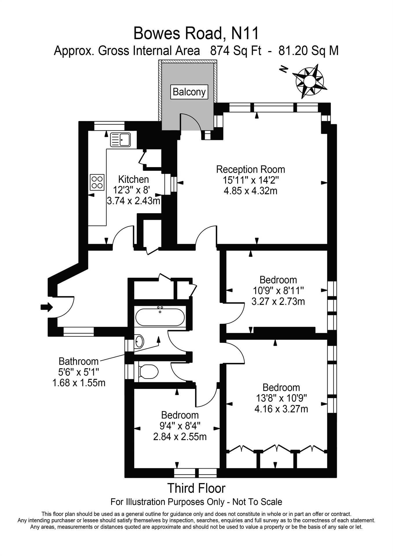 432, Bowes Road, London floorplan