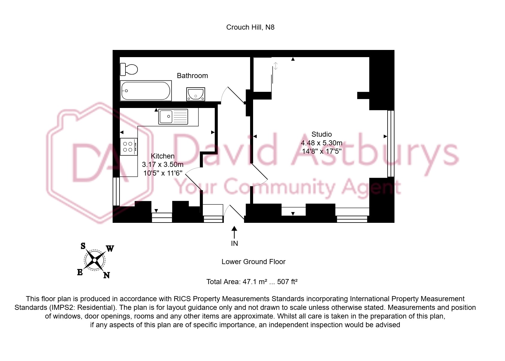 Basement flat, 96, Crouch Hill, London floorplan