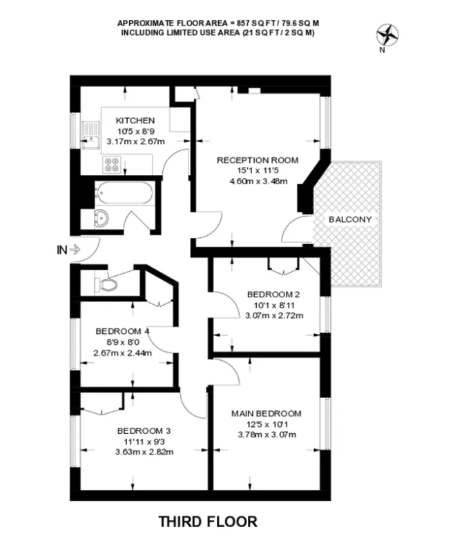 Flat 16, Vernon House, London floorplan