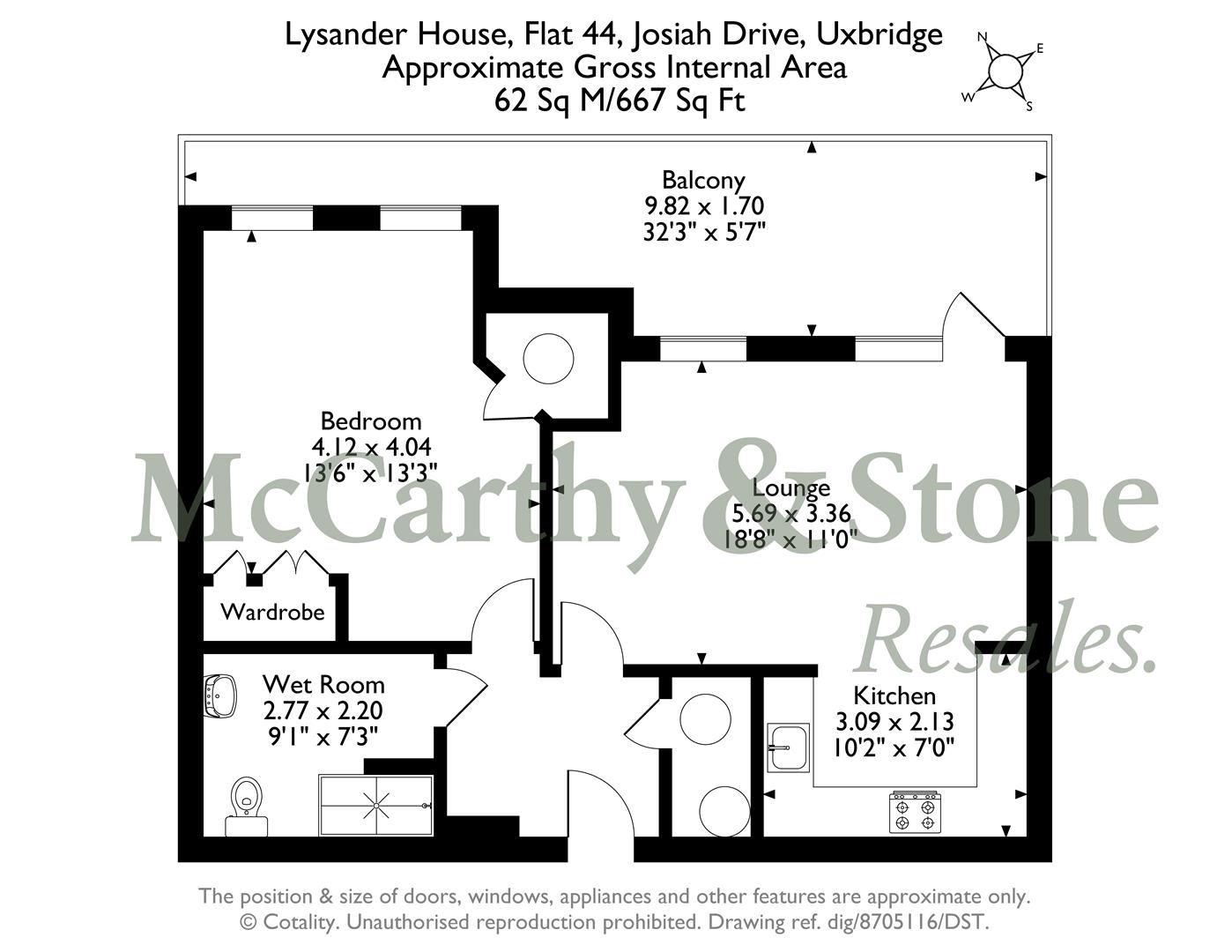 44 Lysander House, Josiah Drive, Uxbridge floorplan