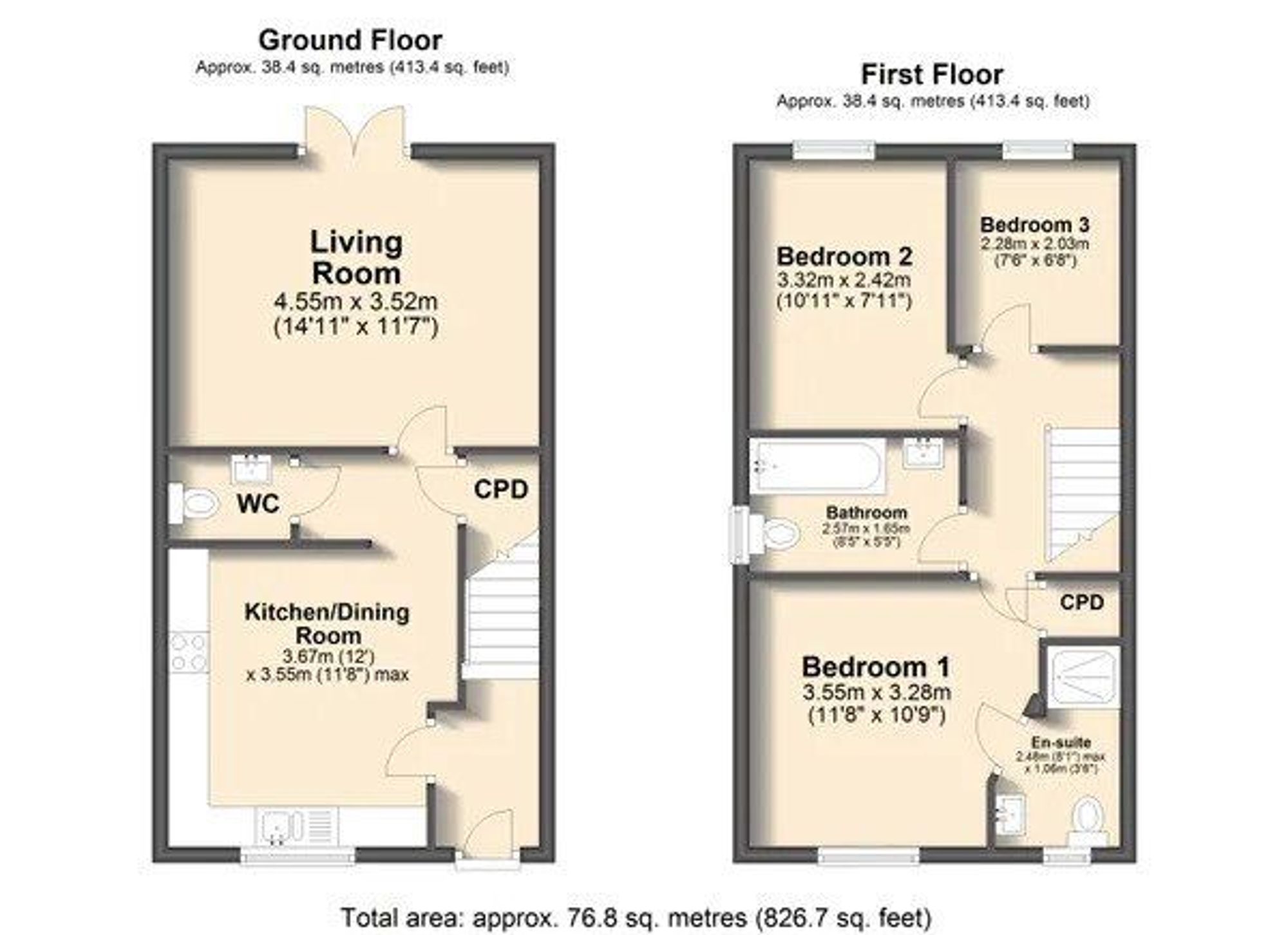 1 Gratton Place, Chesterfield floorplan