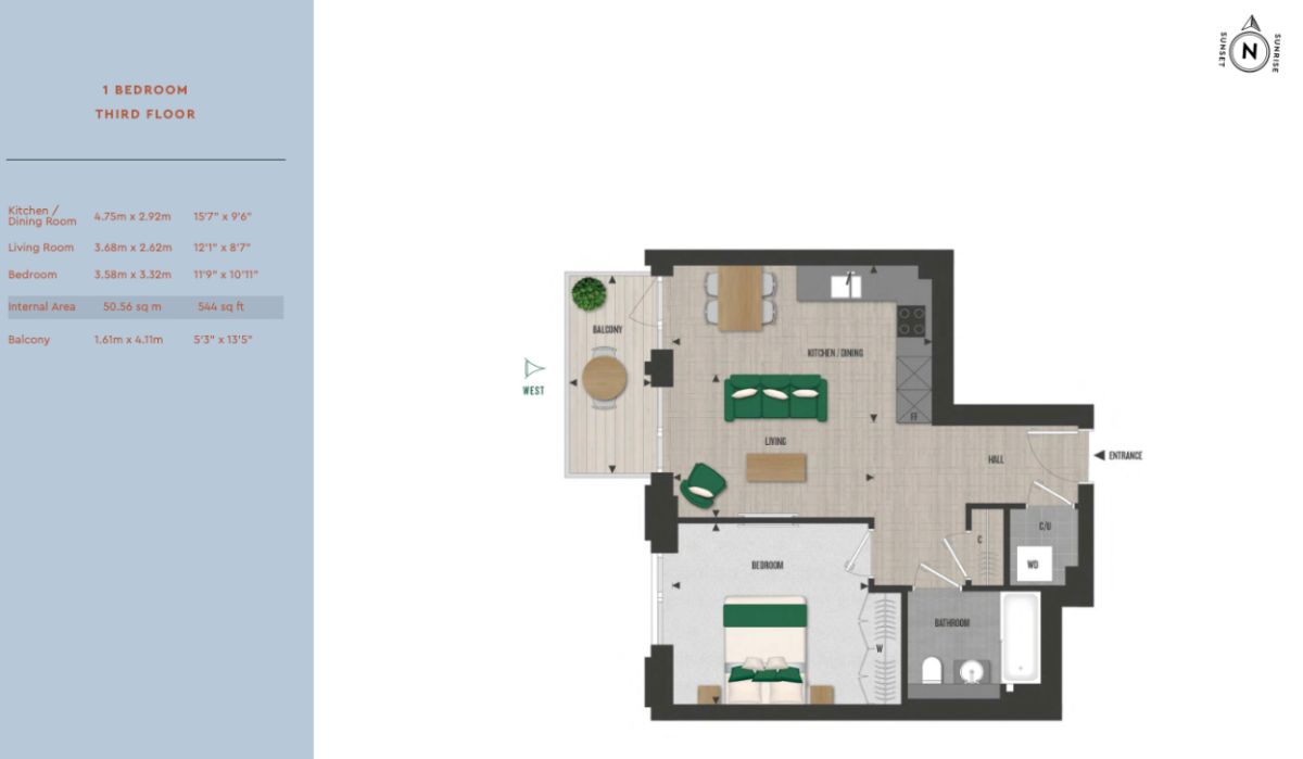 310 4 Merino Gardens, London floorplan