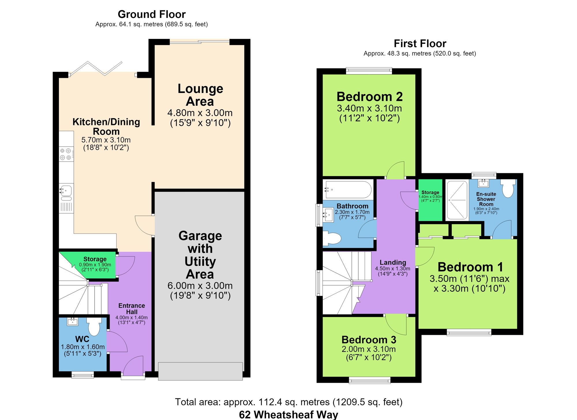 62 Wheatsheaf Way, Chesterfield floorplan