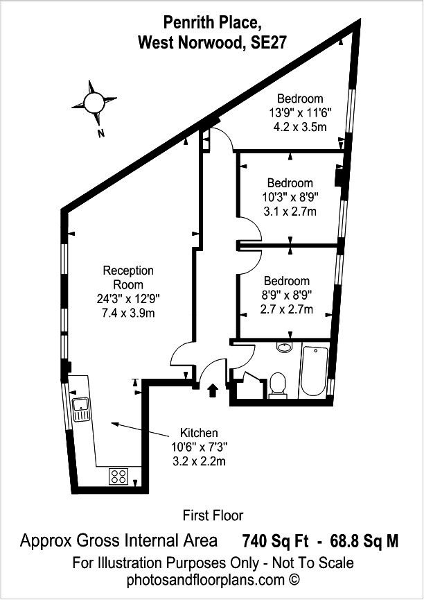 Flat 1, 9A, Penrith Place, London floorplan
