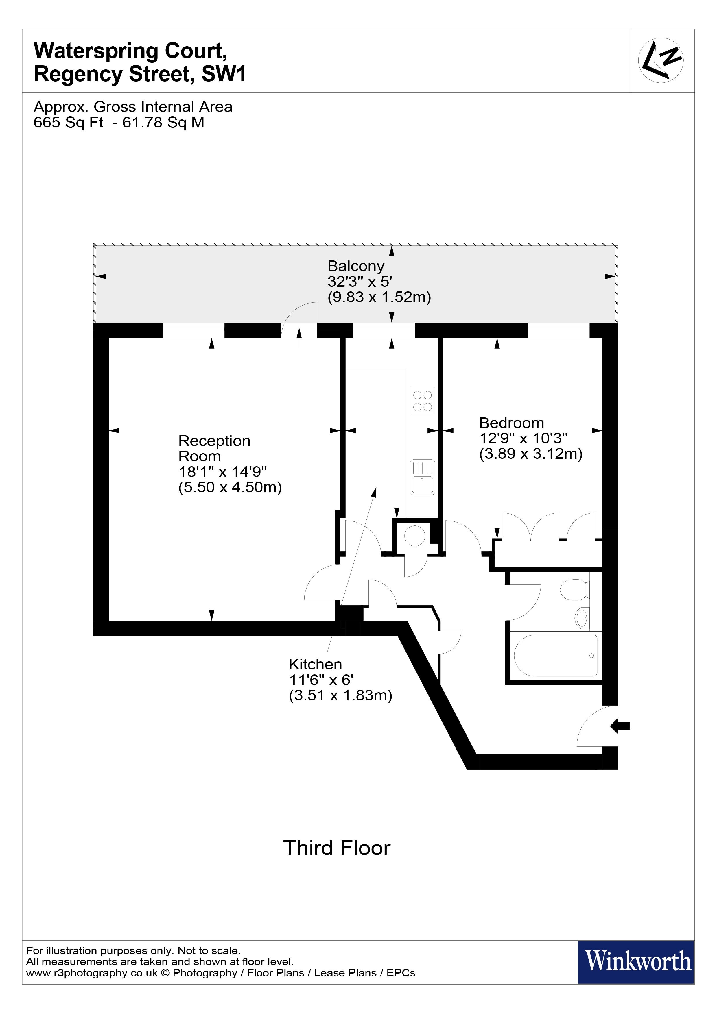 301 Waterspring Court, 108, Regency Street, London floorplan