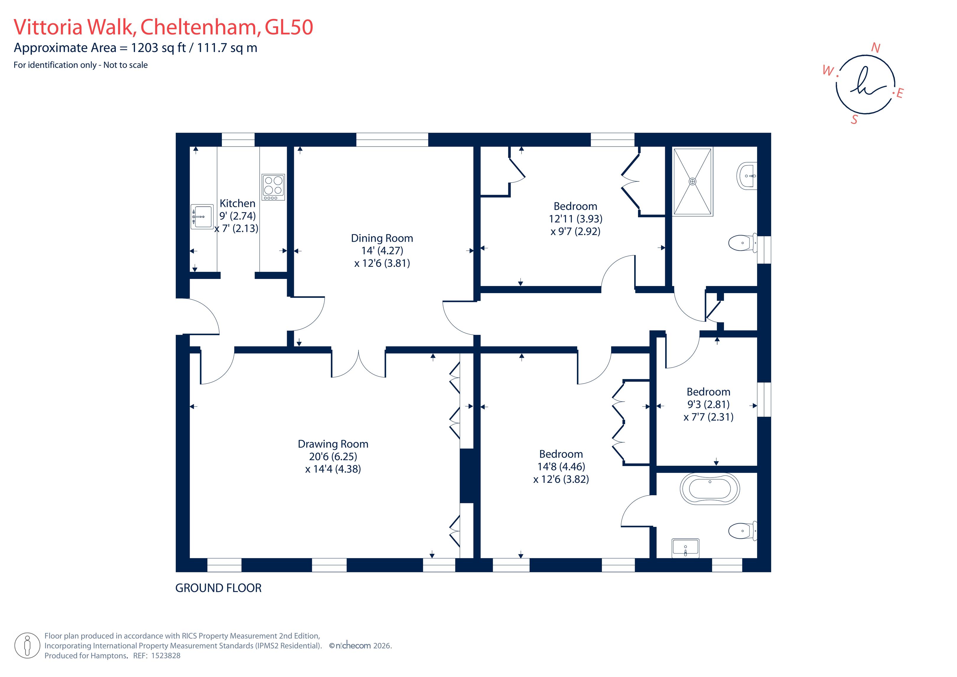 Flat 4, 15, Vittoria Walk, Cheltenham floorplan