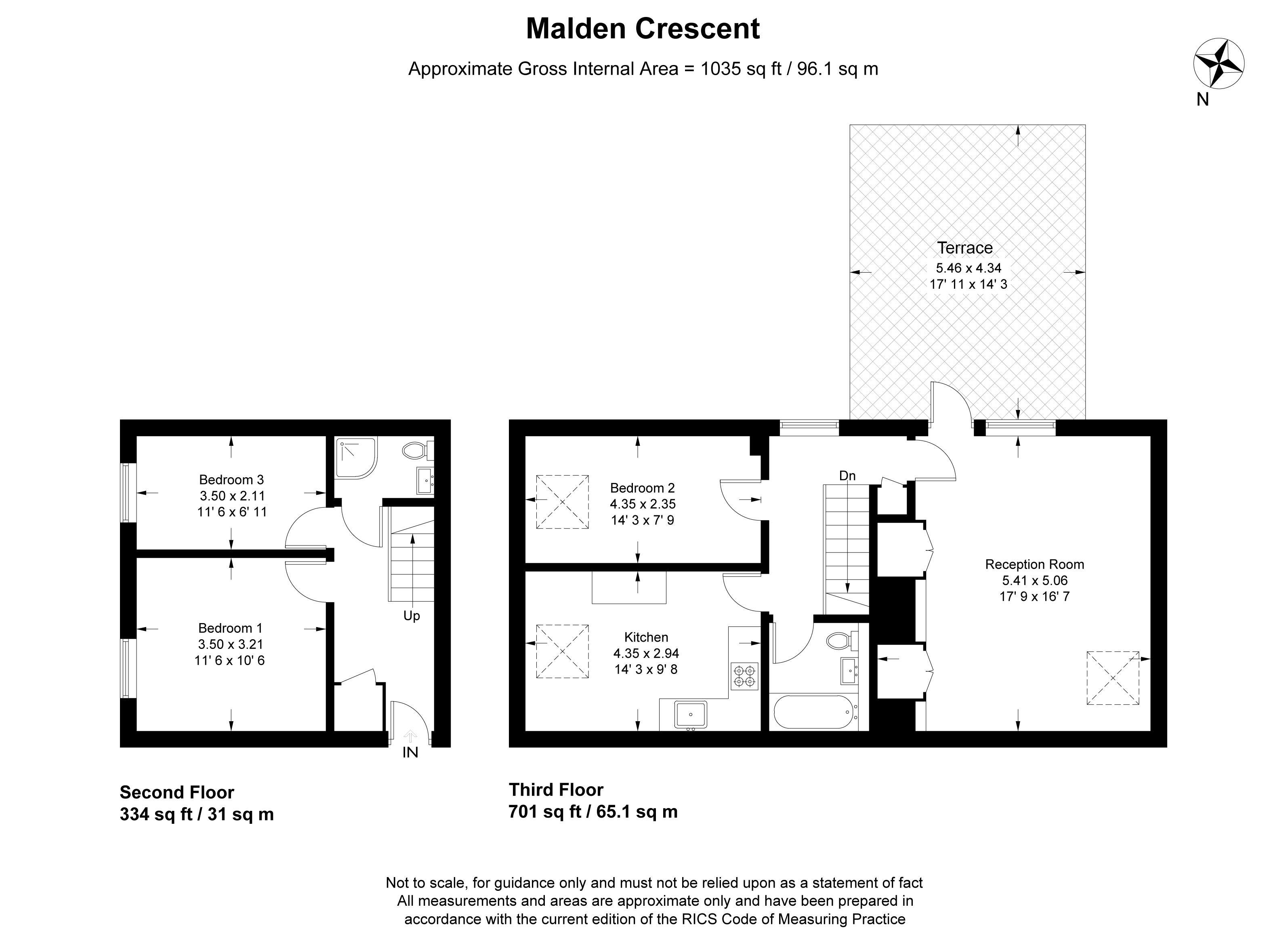 3 Bedrooms Flat for sale in Malden Crescent, London NW1