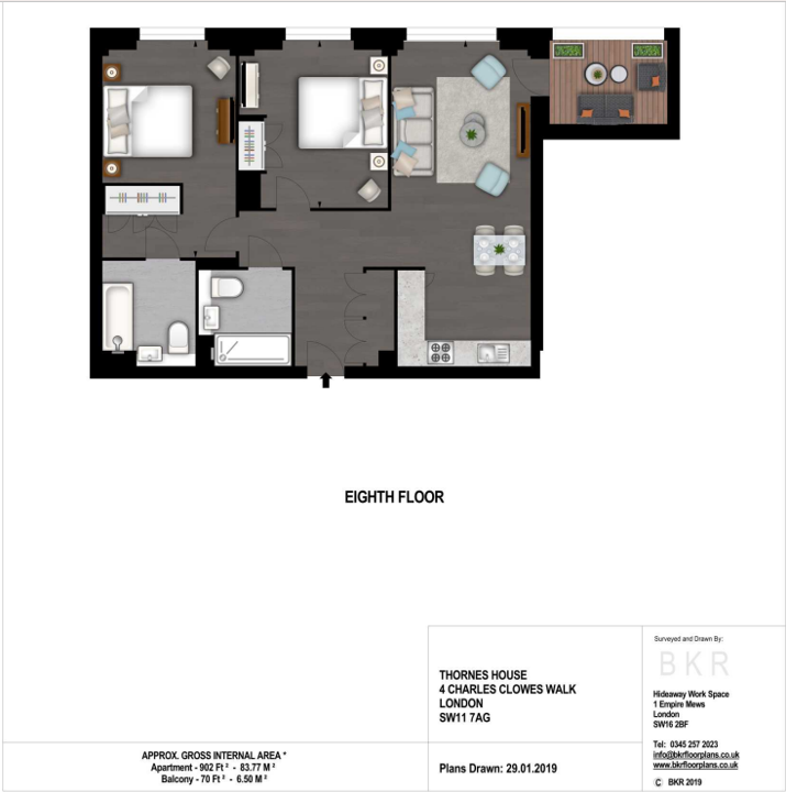 Flat 45, Thornes House, 4, Charles Clowes Walk, London floorplan