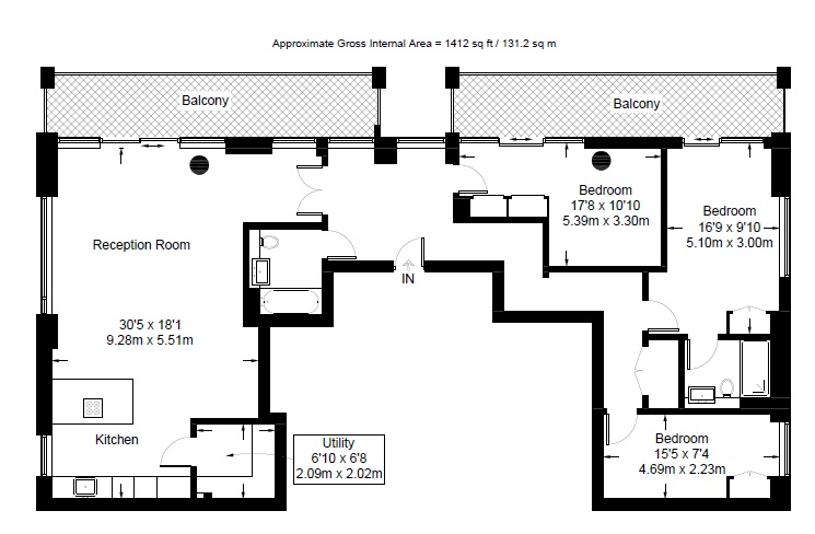 3 Bedrooms Flat to rent in Westbourne Apartments, Central Avenue, Fulham Riverside SW6