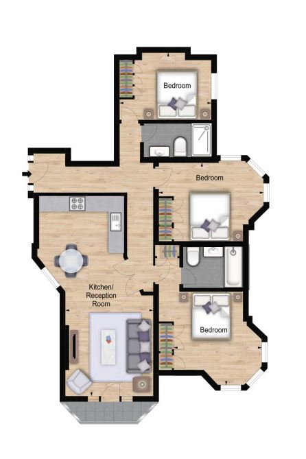 3 Bedrooms Flat to rent in Hamlet Gardens, London W6