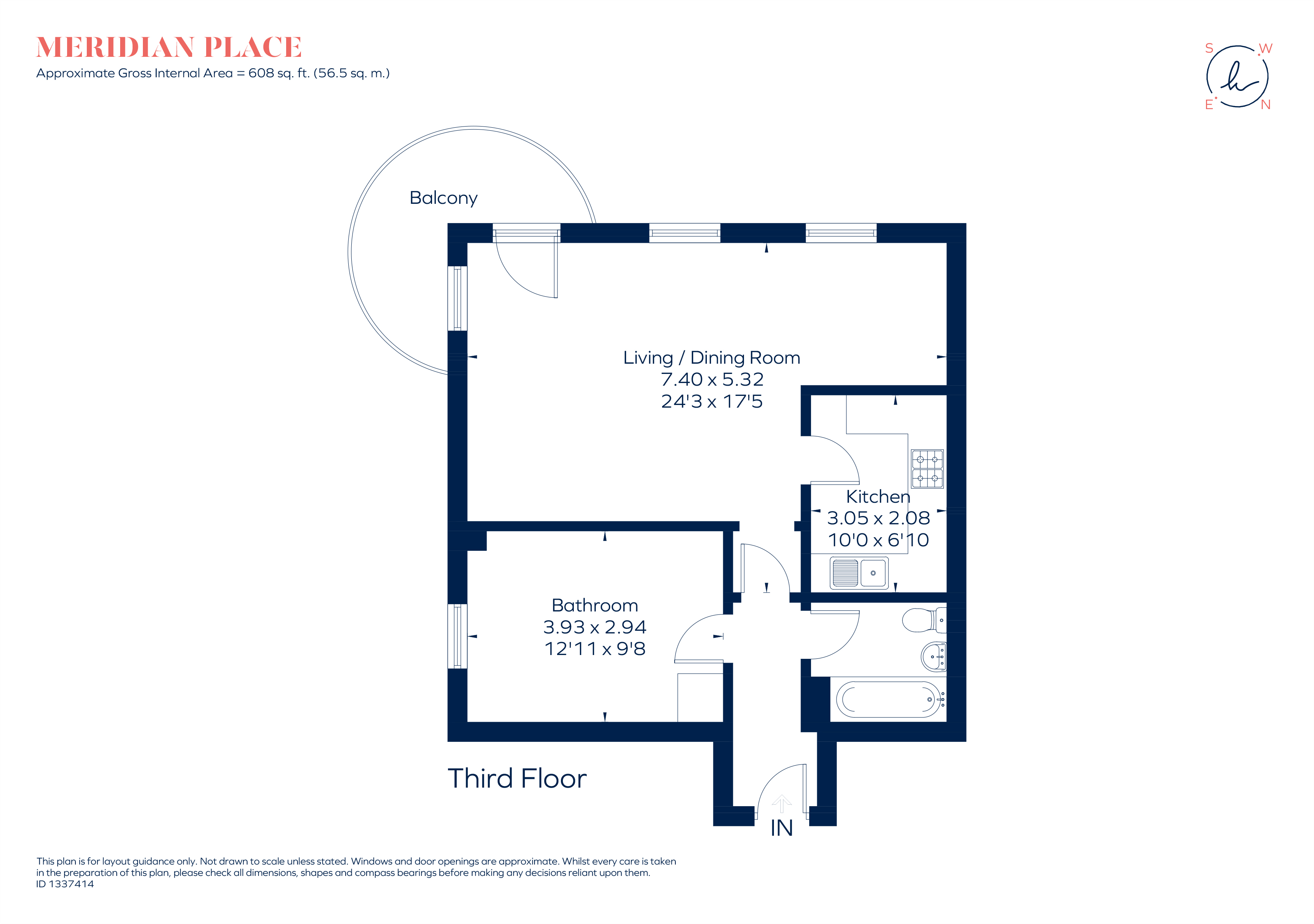 44, Meridian Place, London floorplan