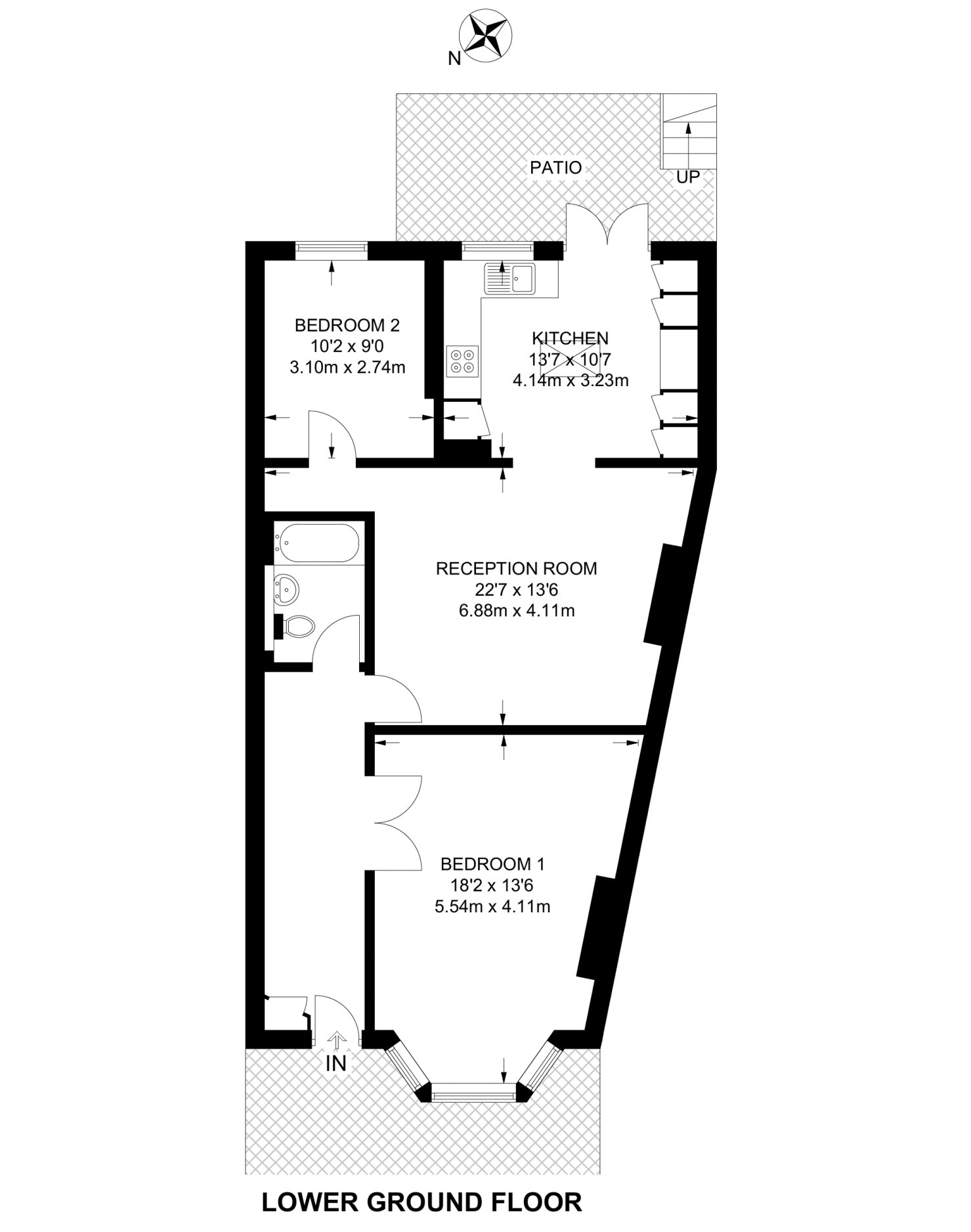 Basement Flat, 72, Penge Road, London floorplan