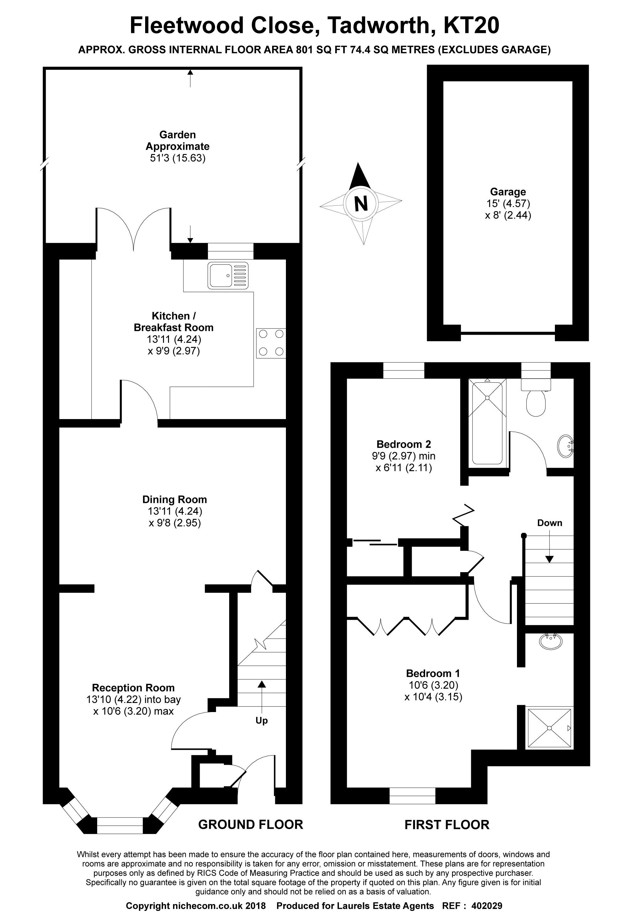 2 Bedrooms Terraced house for sale in Fleetwood Close, Tadworth KT20