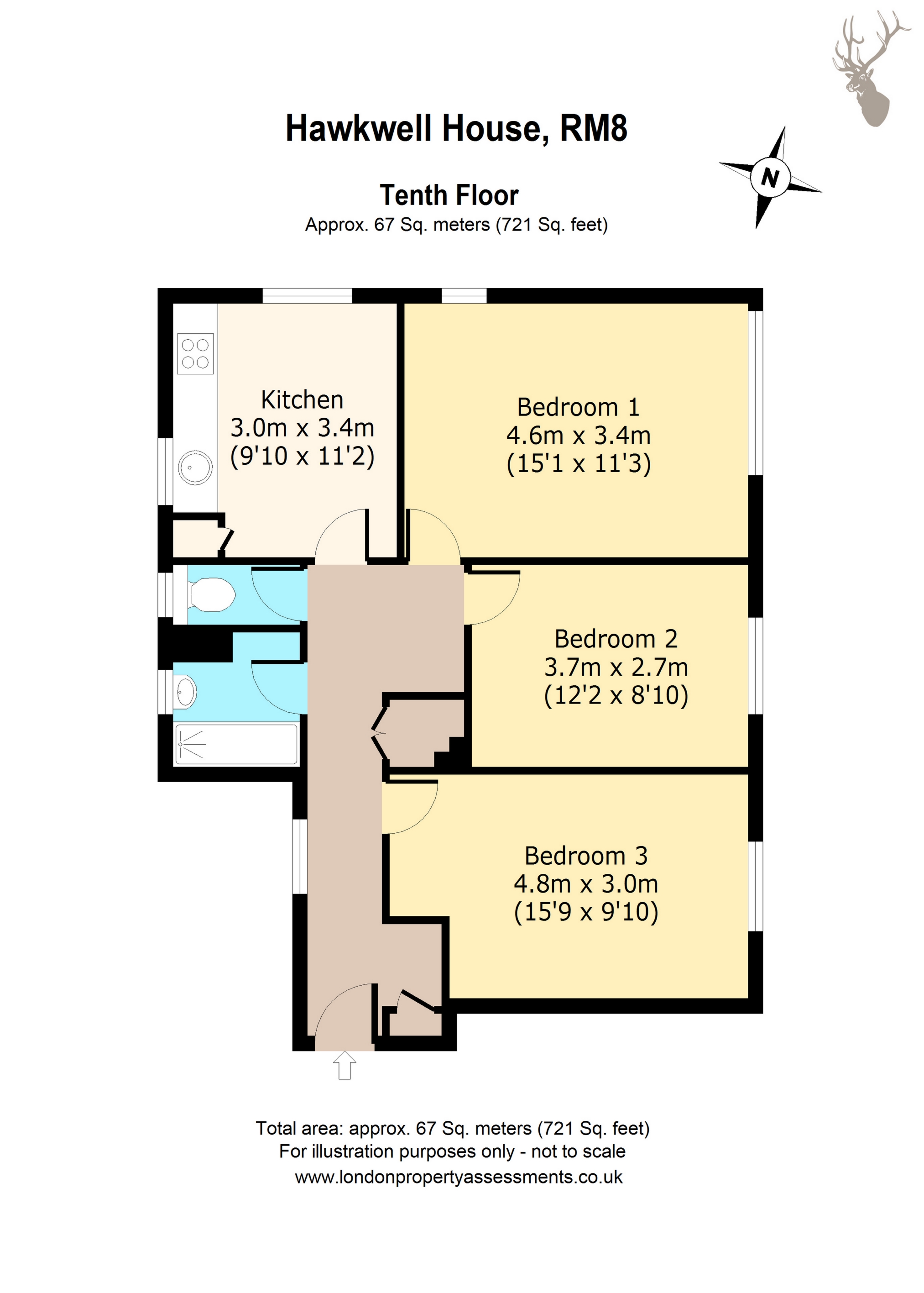 1 Bedrooms Flat to rent in Hawkwell House, Gosfield Road, Dagenham RM8