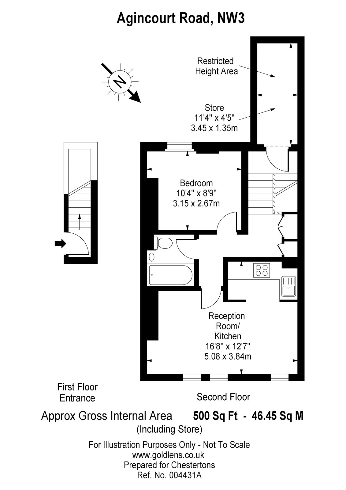 1 Bedrooms Flat to rent in Agincourt Road, South End Green, London NW3
