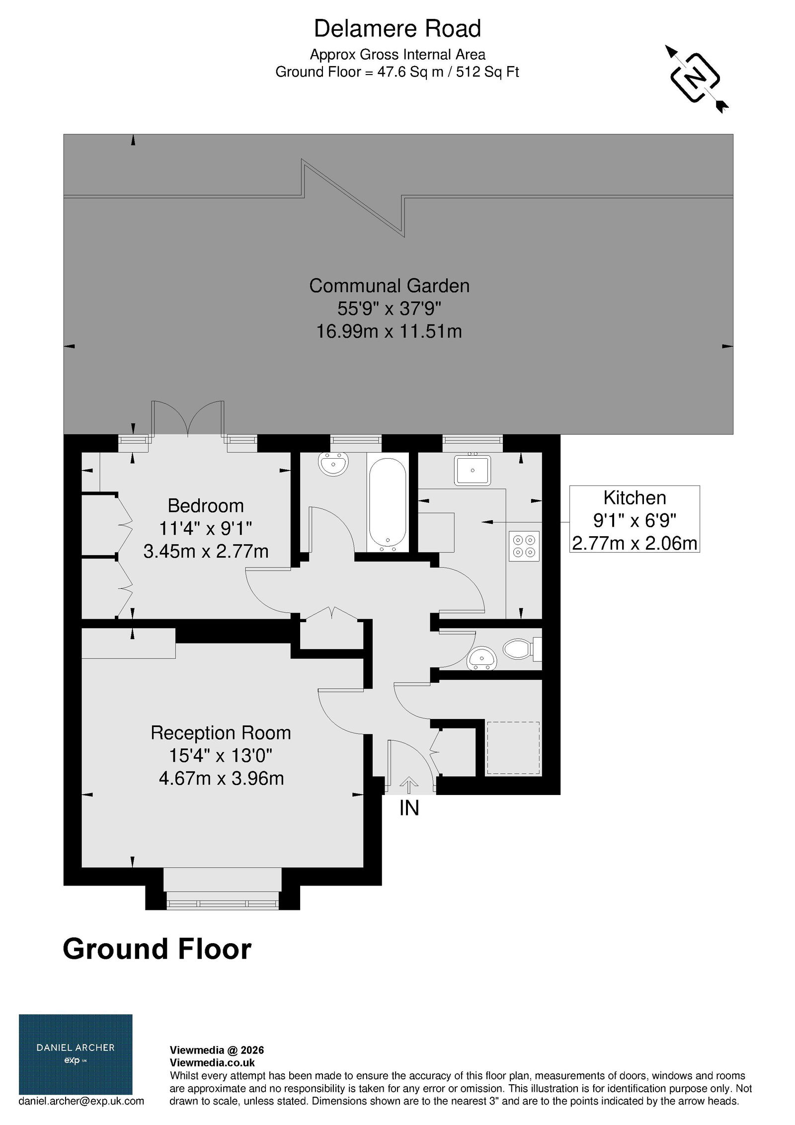 1b,Flat 1, Delamere Road, London floorplan
