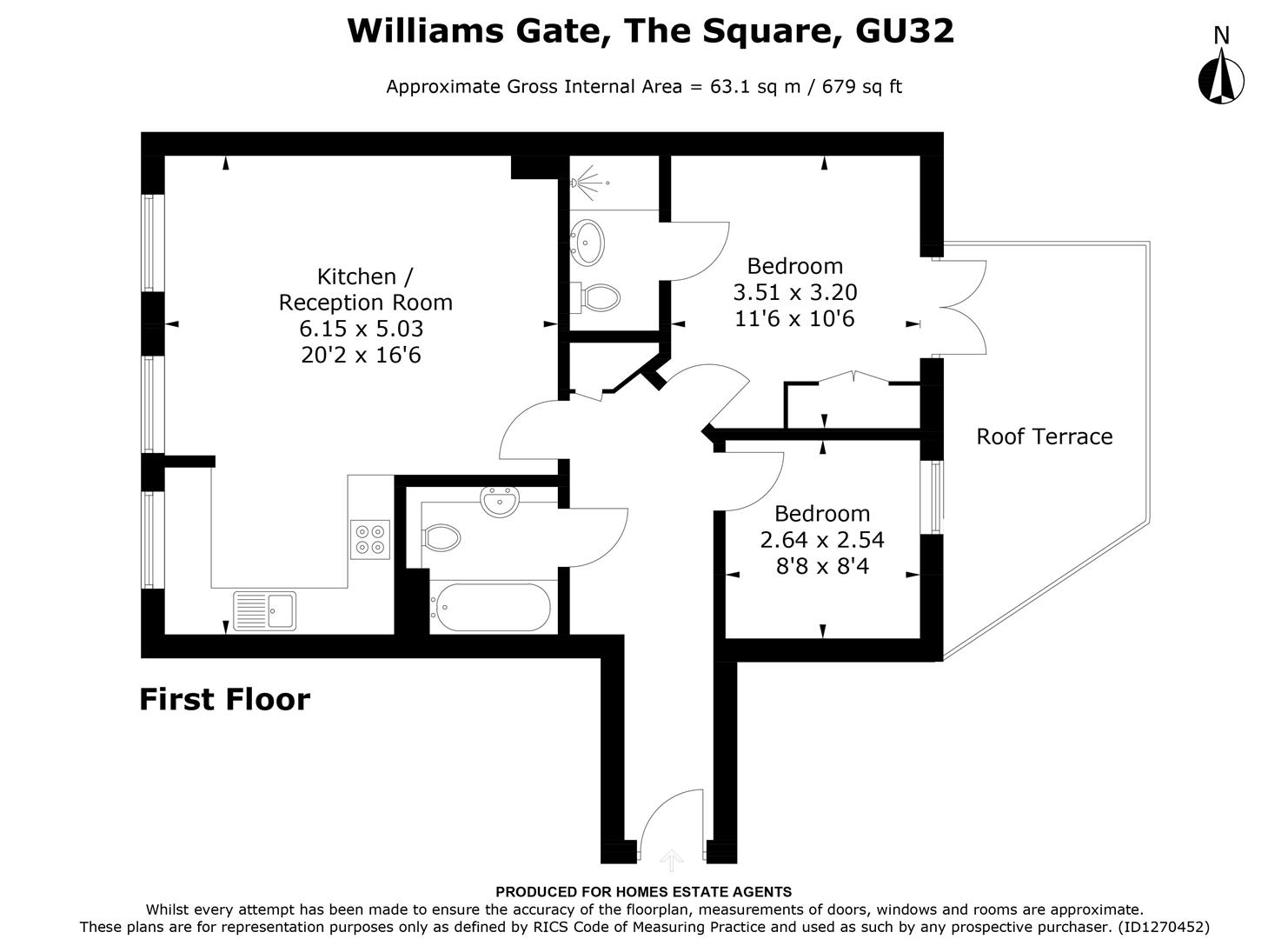Flat 1, King Williams Gate, The Square, Petersfield floorplan