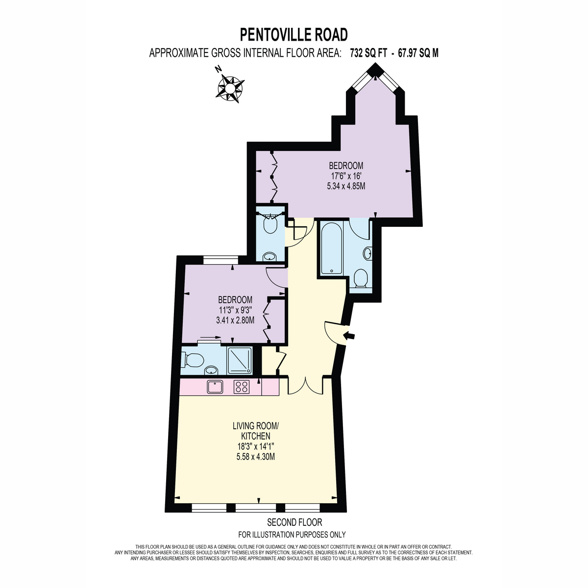 Flat 4, Pentagon Apartments, 207 Pentonville Road, London floorplan
