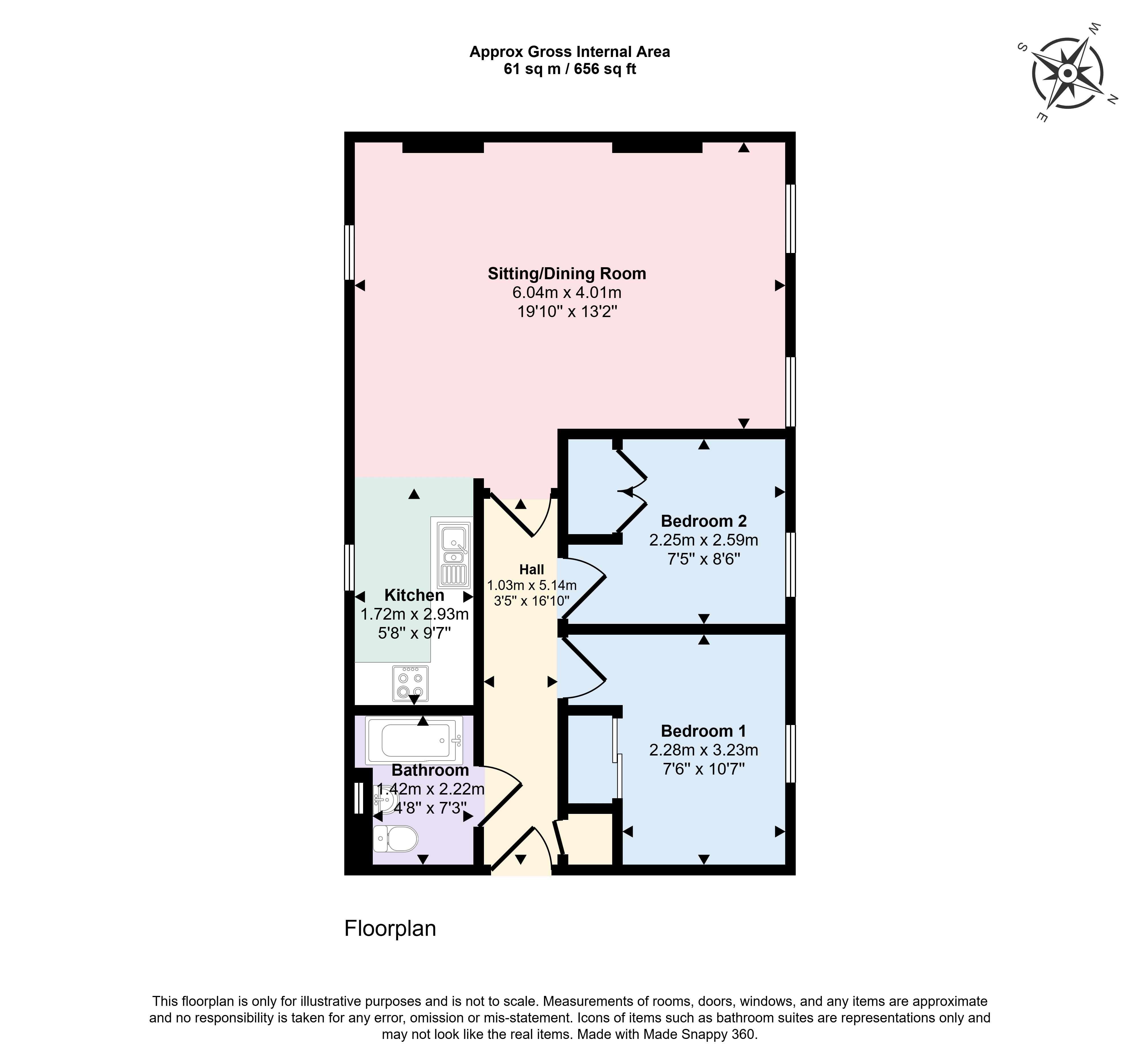 55, The Hexagon, Bath floorplan