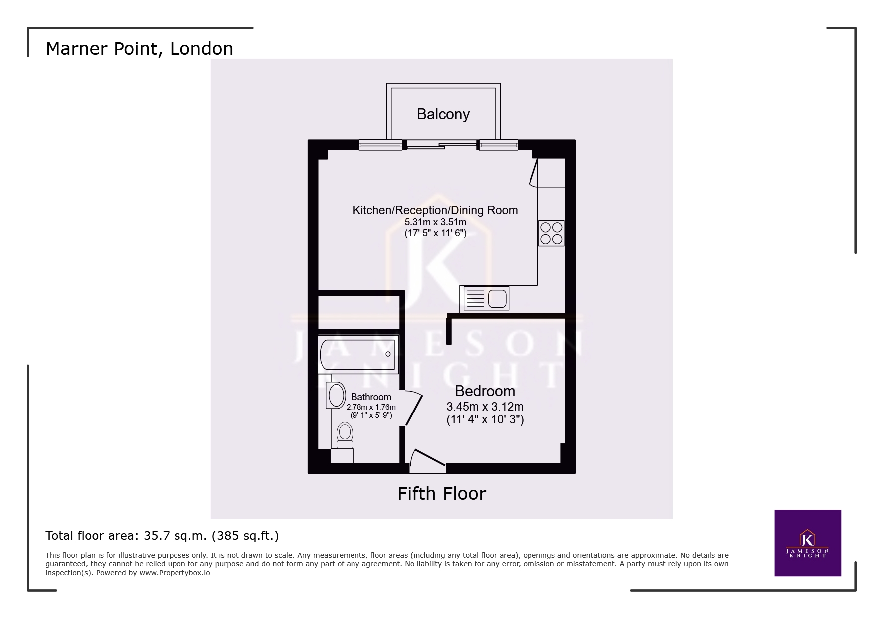 Flat 42 Marner Point 1, Jefferson Plaza, Greater London floorplan