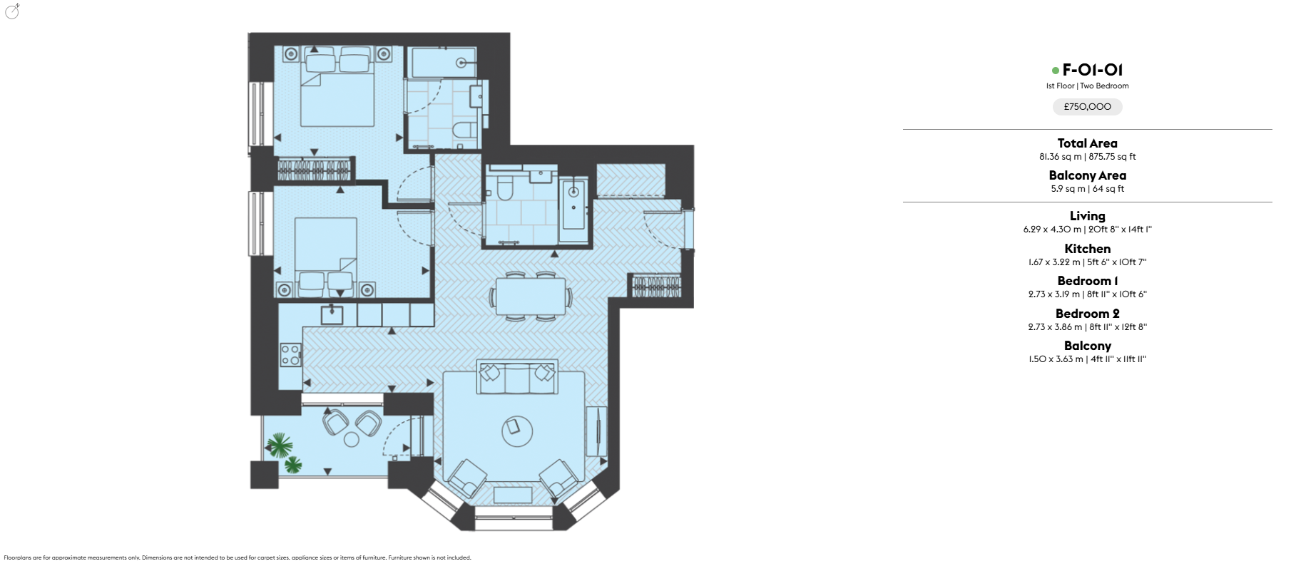 F-01-01 Delamarre, Flat 46, Brent Cross Town, 10 Parkview Avenue floorplan