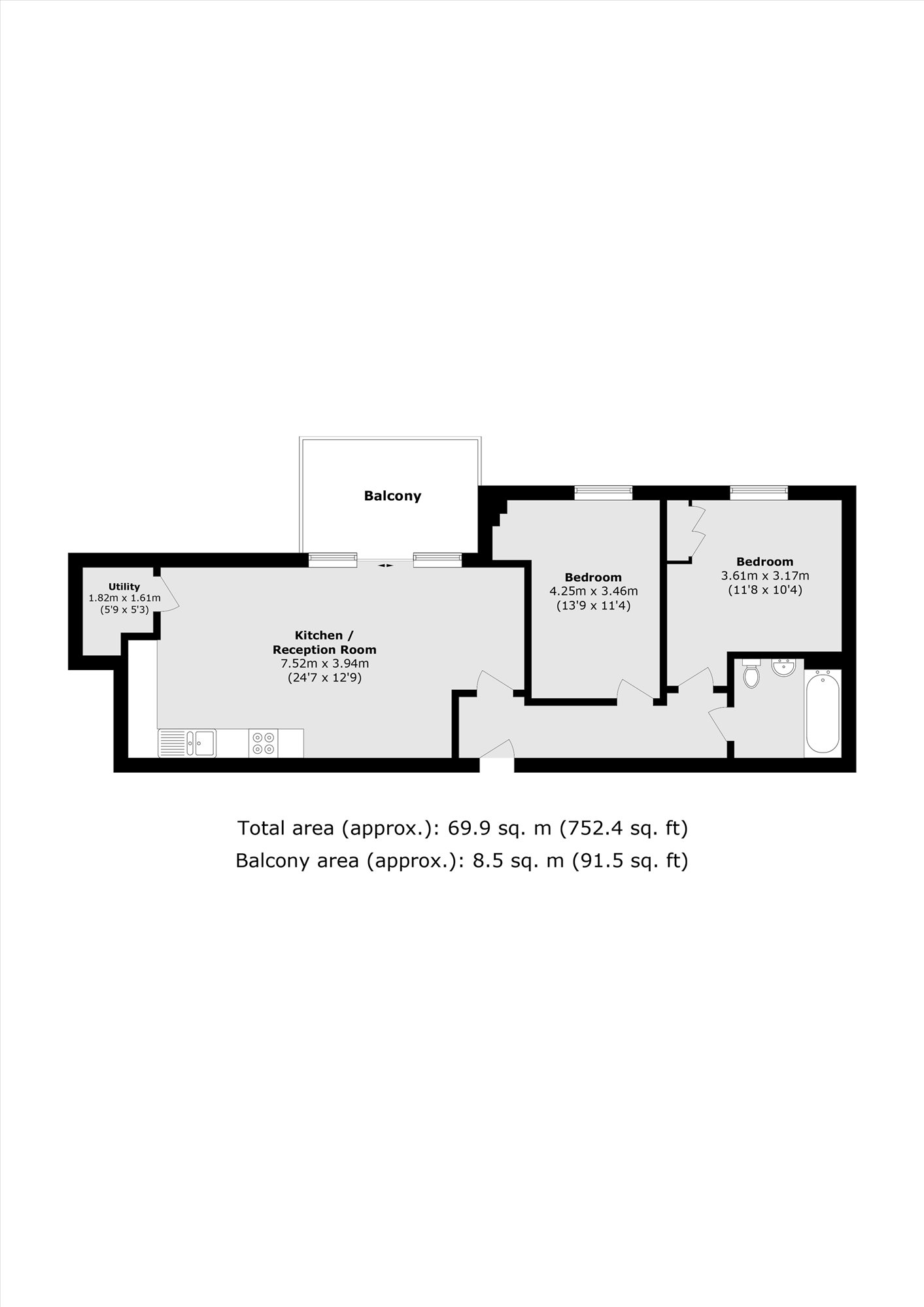 305 Mauger Heights, 12, Summerstown, London floorplan