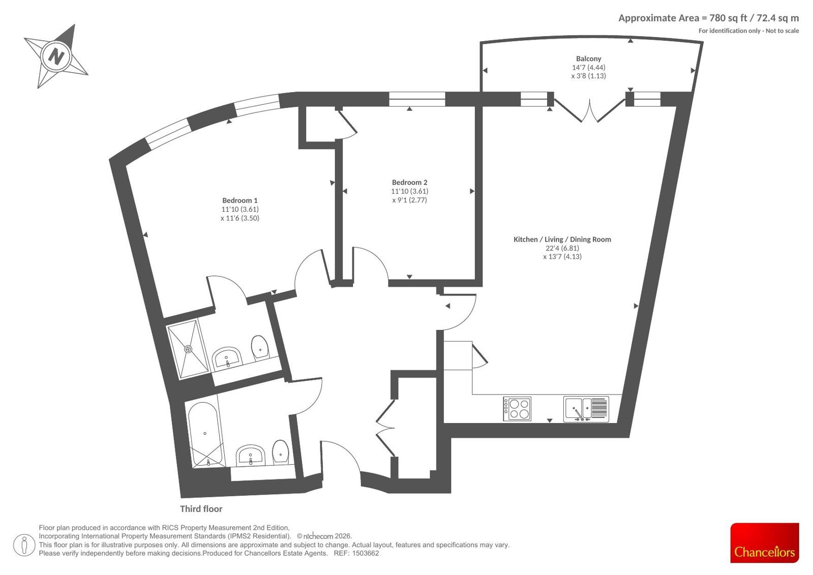 Flat 68, 1, Nightingale Way, Reading floorplan