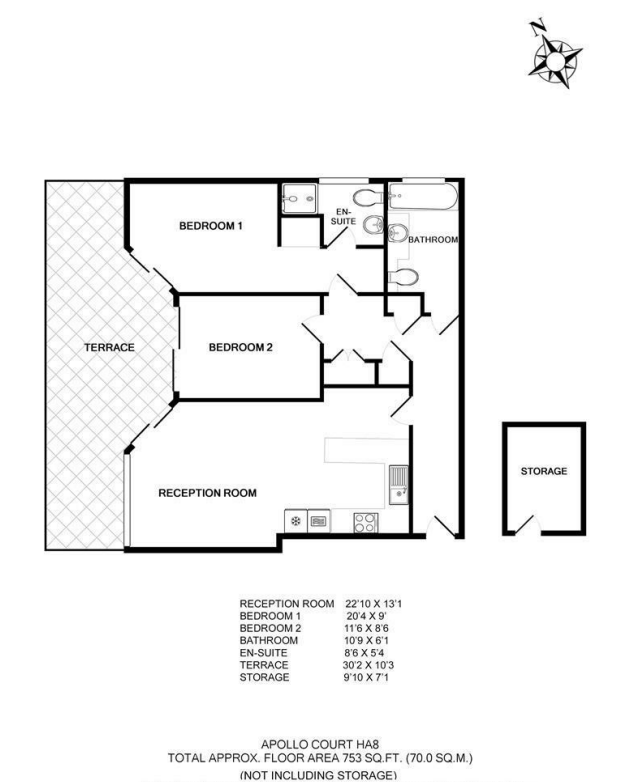 2 Bedrooms Flat to rent in Apollo Court, Edgwarebury Lane, Edgware HA8