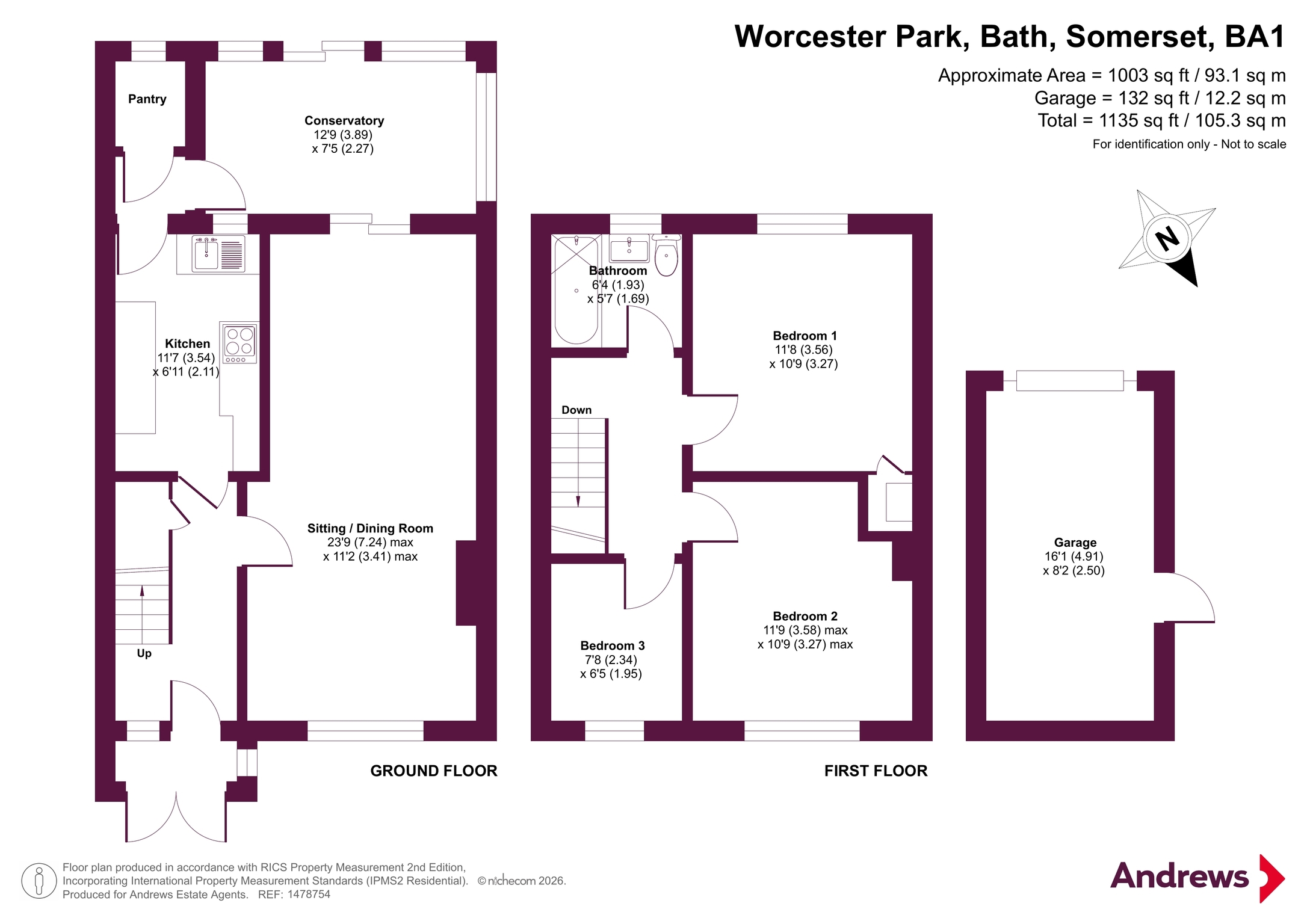 3, Worcester Park, Somerset floorplan