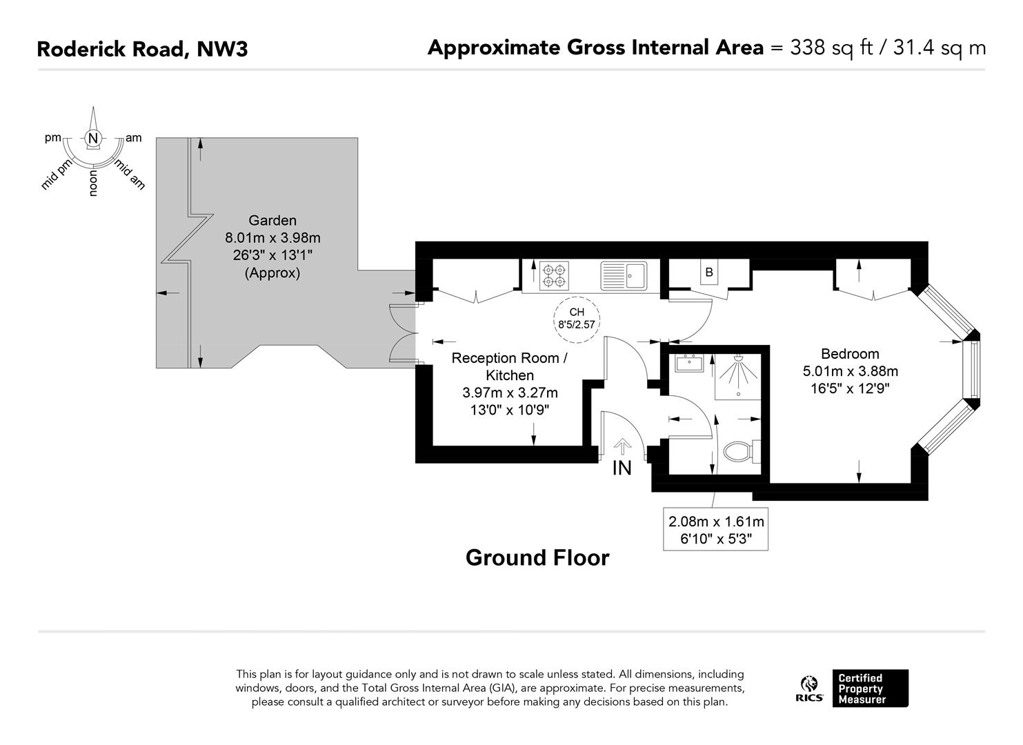 Flat 1, 55, Roderick Road, London floorplan