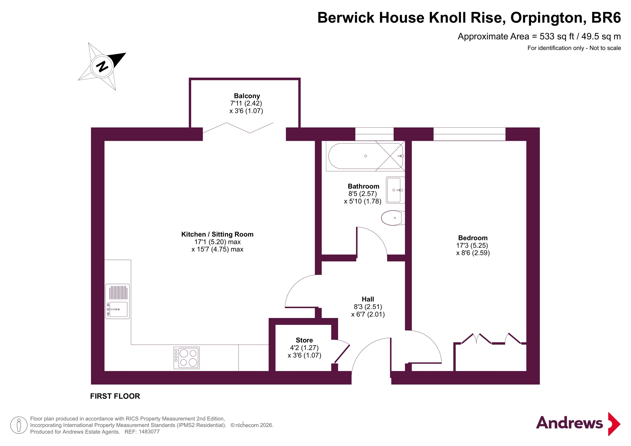 Flat 15, Berwick House,, Knoll Rise, Orpington floorplan