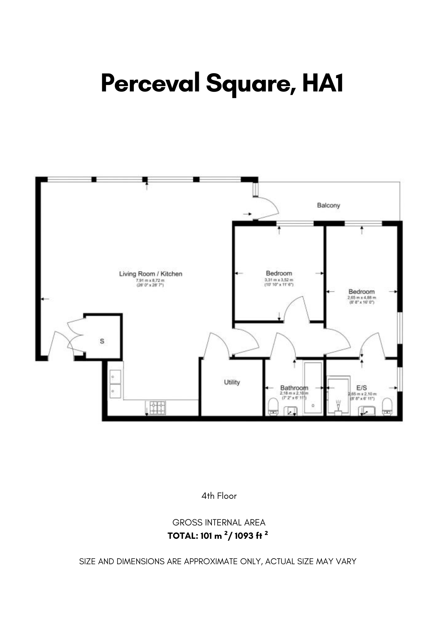 Flat 30, Bryant Apartments Perceval Square, Harrow floorplan