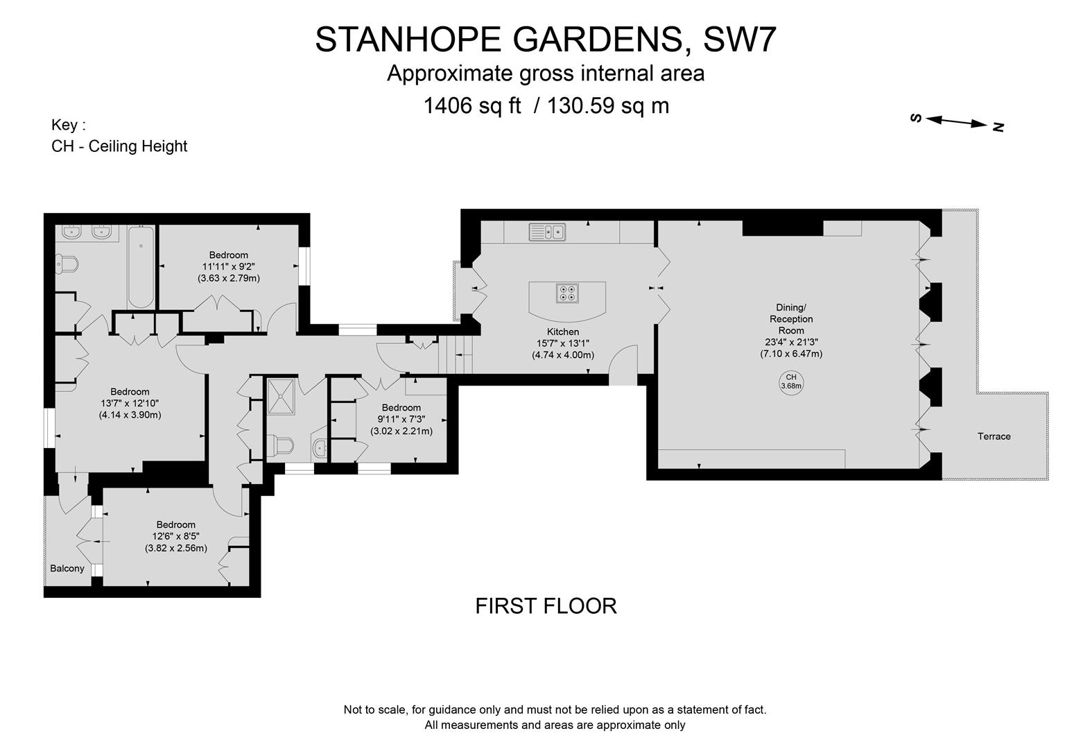 First Floor Flat, 24, Stanhope Gardens, London floorplan