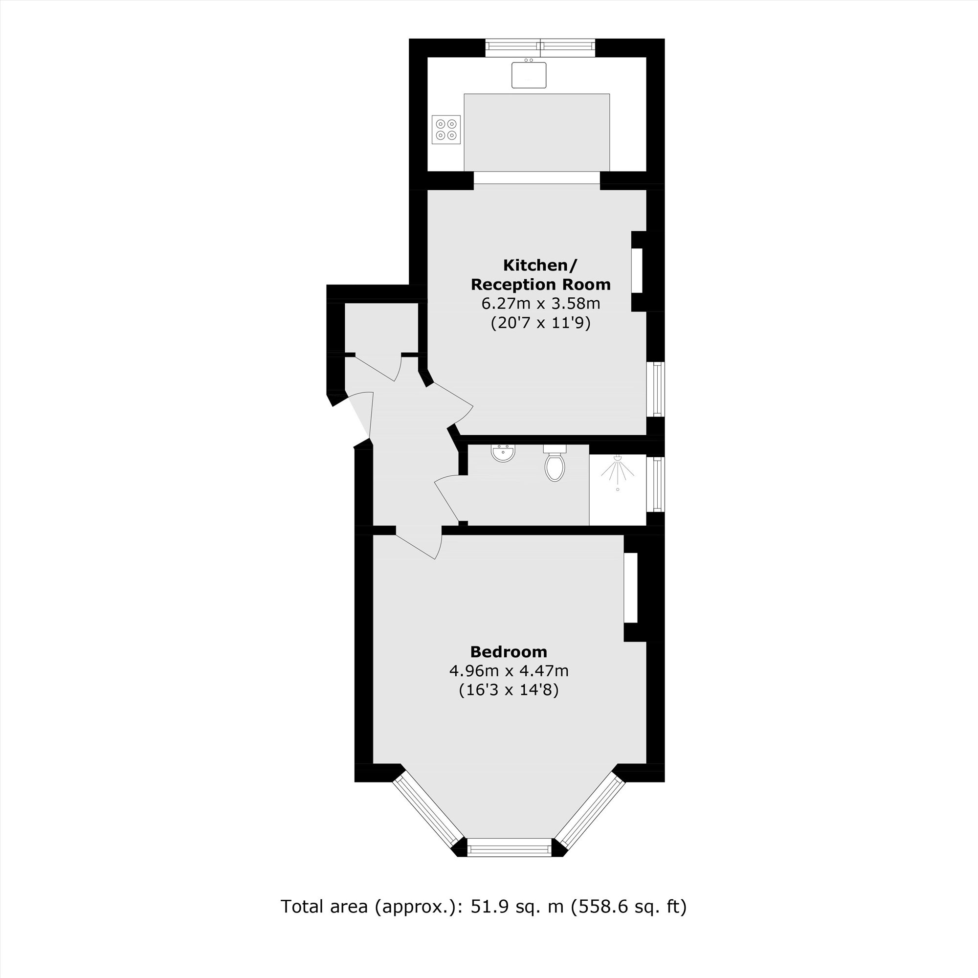 Flat 1, 98, Christchurch Road, London floorplan