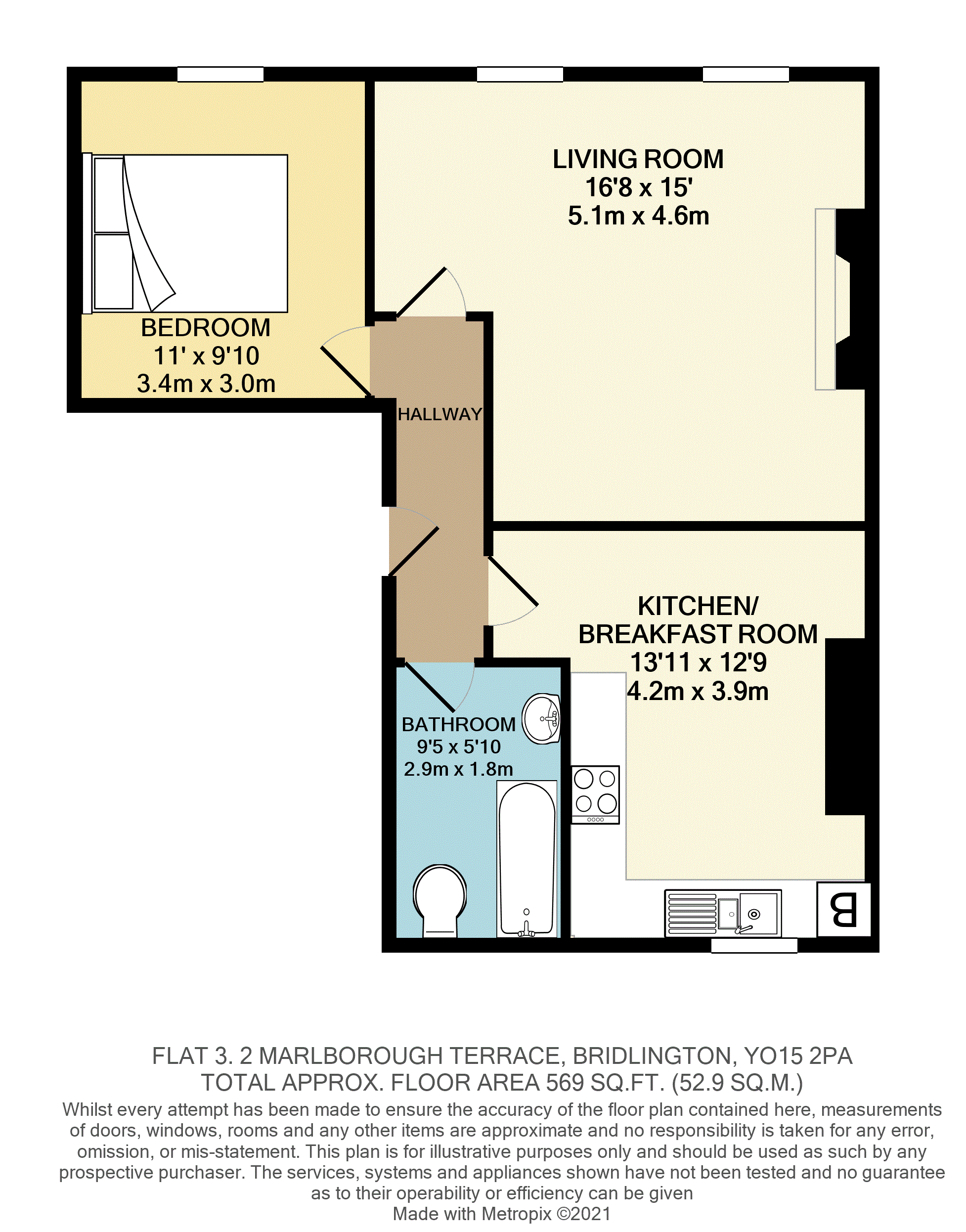 Flat 3, 2, Marlborough Terrace, East  Yorkshire floorplan