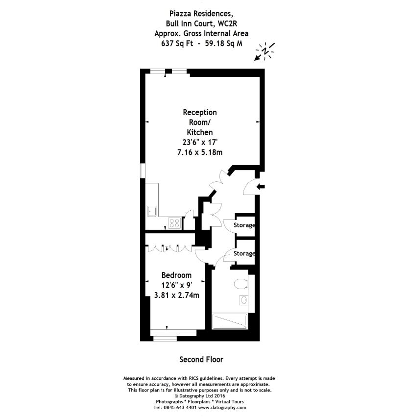 Flat 2, (14), Piazza Residences, Covent Garden floorplan