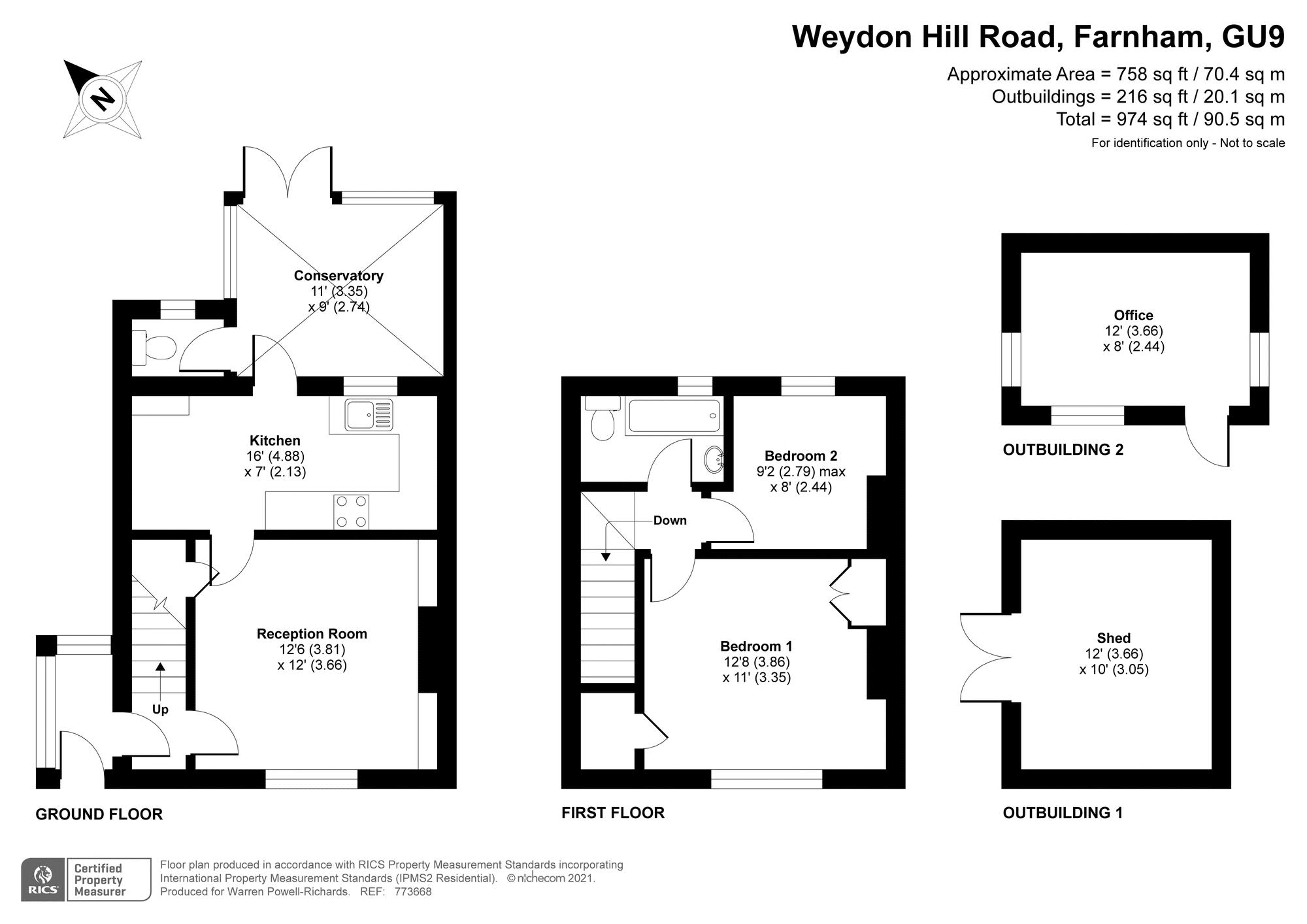 Weydon Hill Road, Farnham GU9, 2 bedroom semidetached house for sale